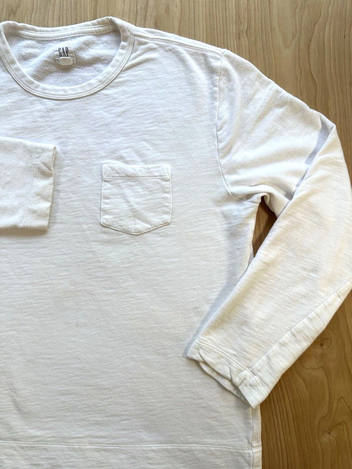 vintage GAP lightweight SWEATSHIRT longsleeve POCKET white LARGE all COTTON