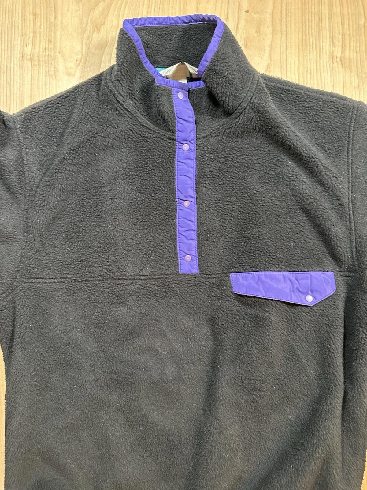 vintage 1980's EASTERN MOUNTAIN SPORTS fleece pullover BLACK womans purple MED