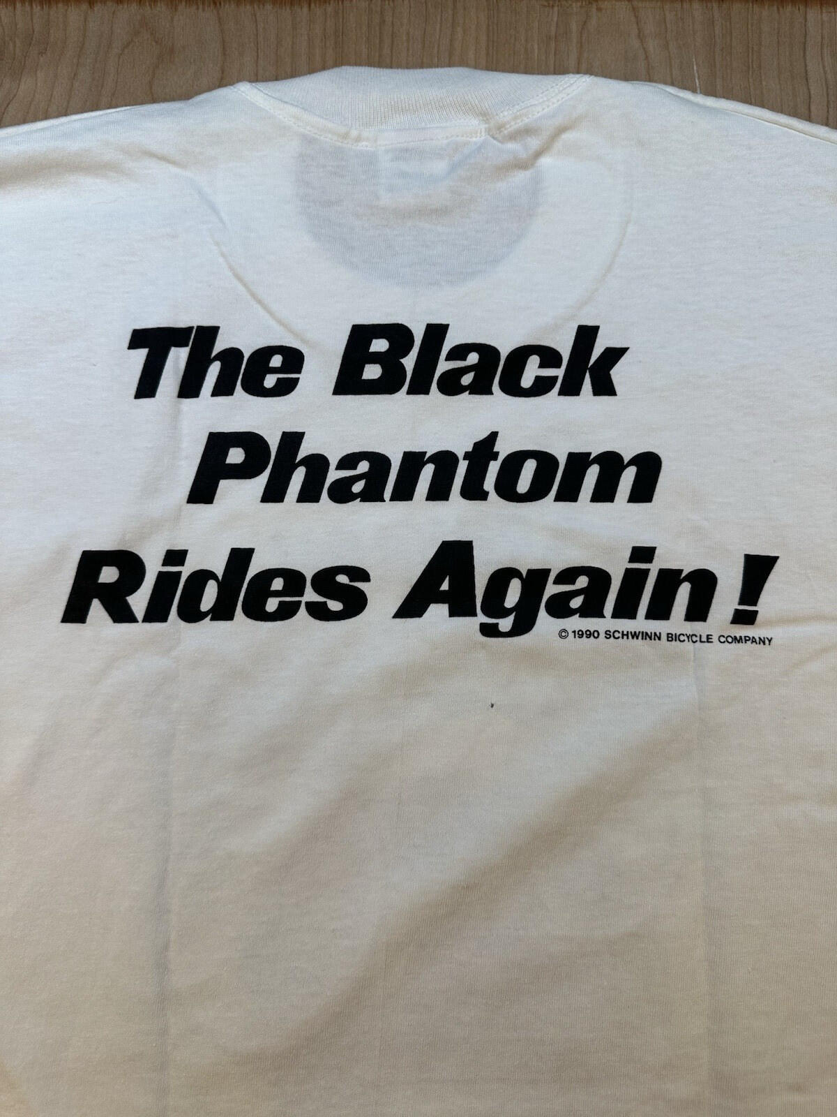 vintage 1990 SCHWINN BLACK PHANTOM RIDES AGAIN t shirt white NEVER WORN biking