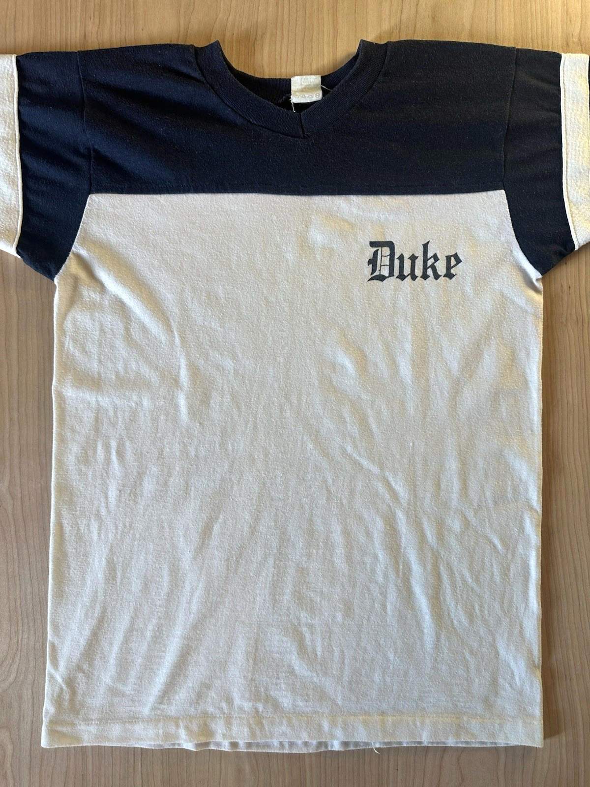 vintage 80's DUKE UNIVERSITY football shirt VELVA SHEEN medium STRIPED blue PREP