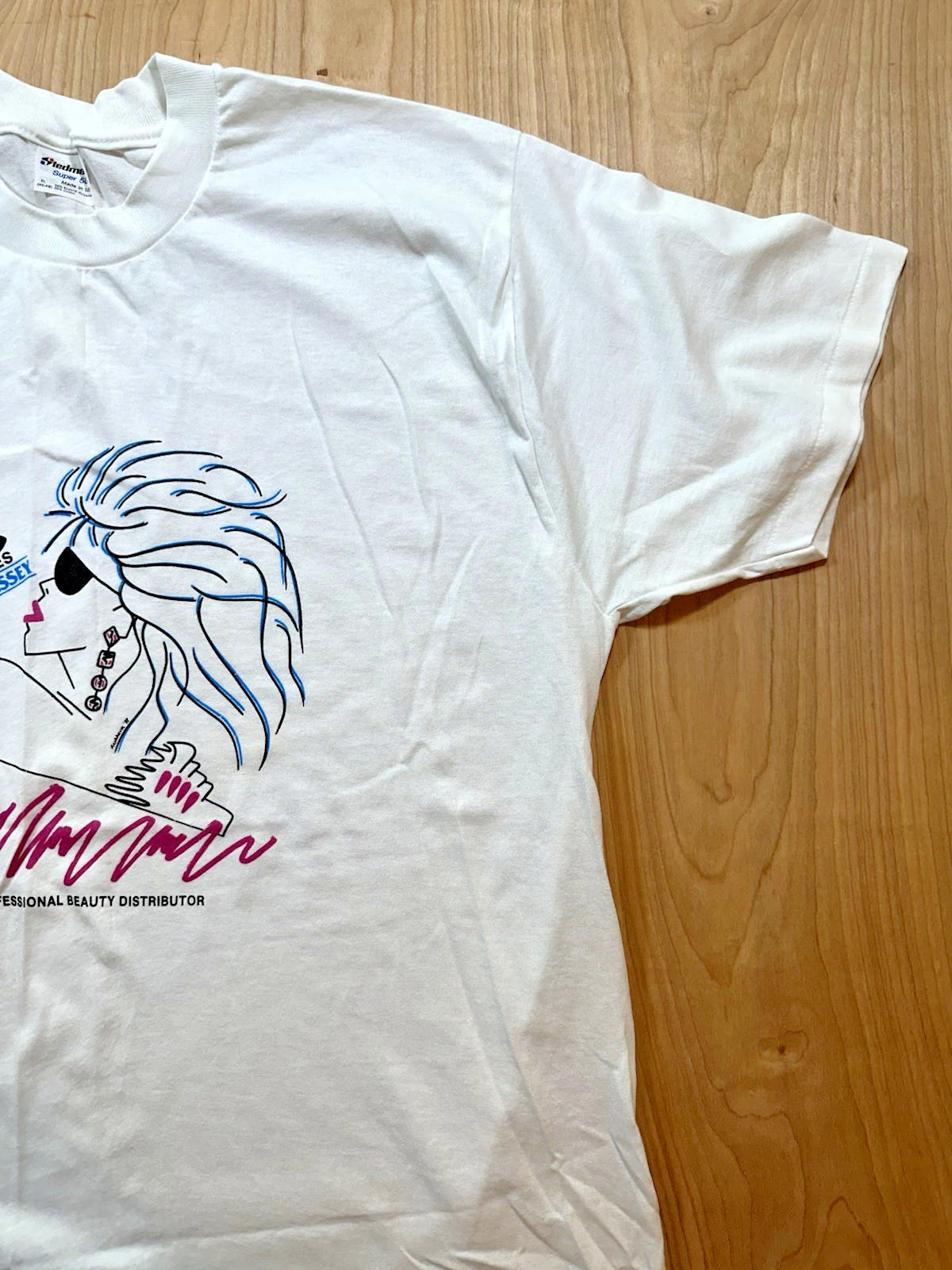 vintage 1989 SALON T SHIRT beauty EMILIANI womens PUNKY new wave PINK video girl