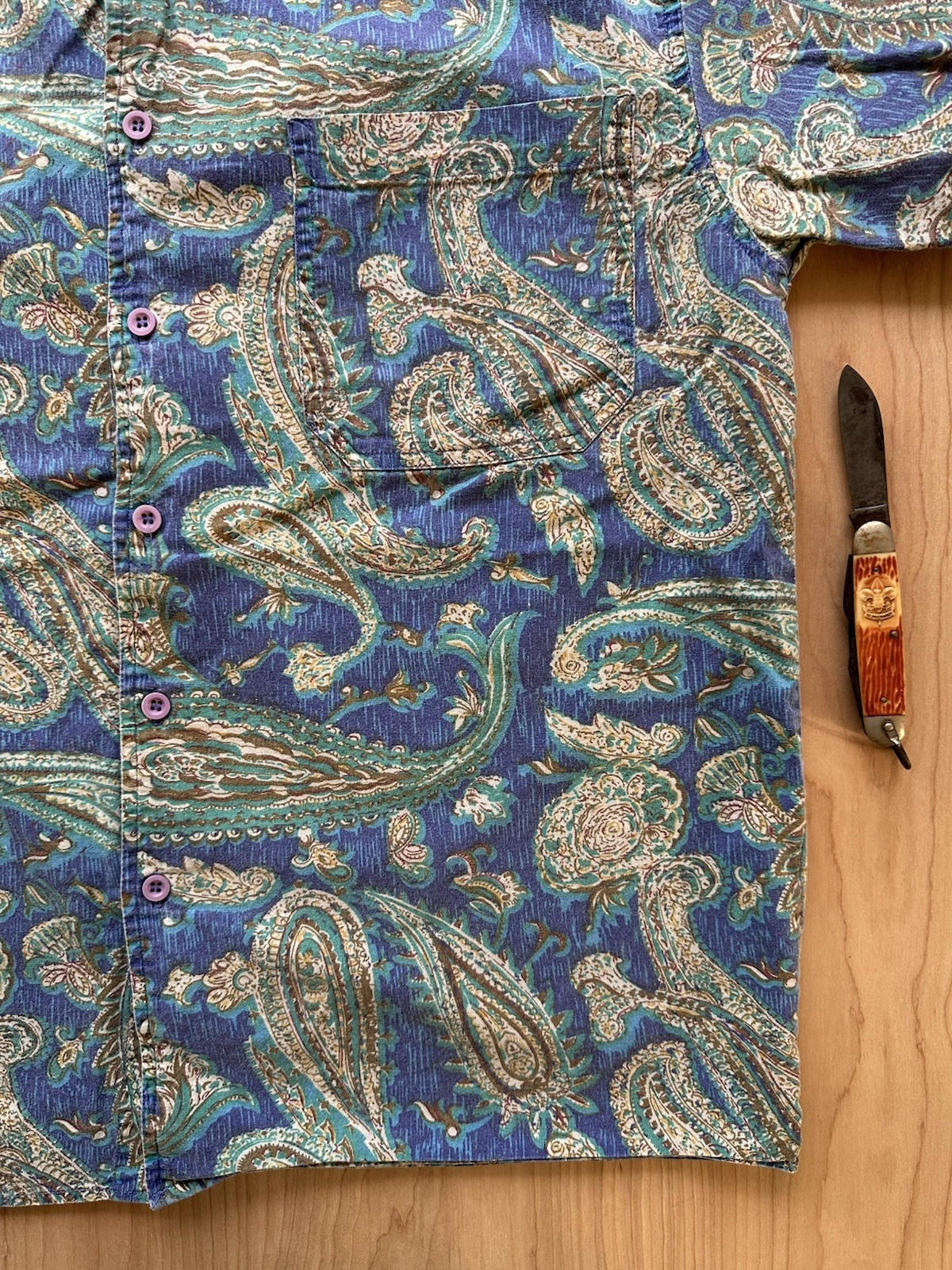 vintage 90's WRANGLER botton up PAISLEY SHIRT timber creek STR8 BOTTOM purple