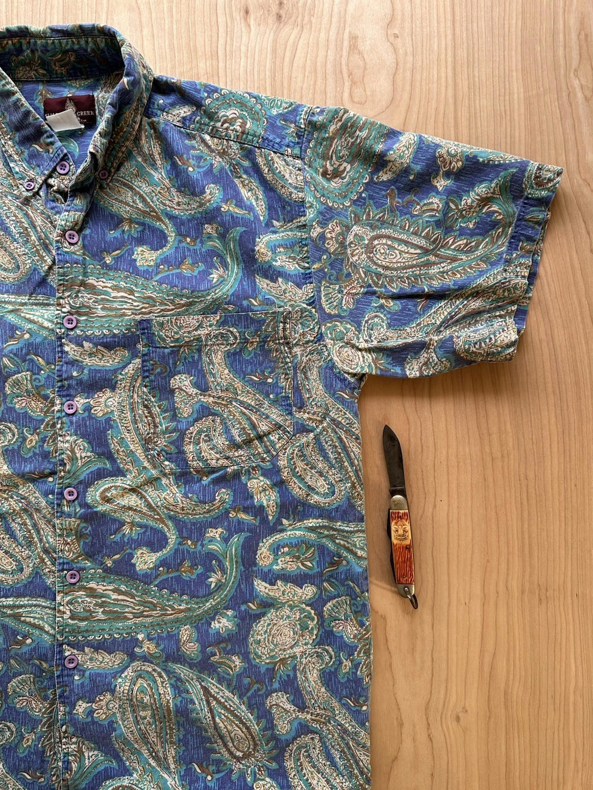 vintage 90's WRANGLER botton up PAISLEY SHIRT timber creek STR8 BOTTOM purple