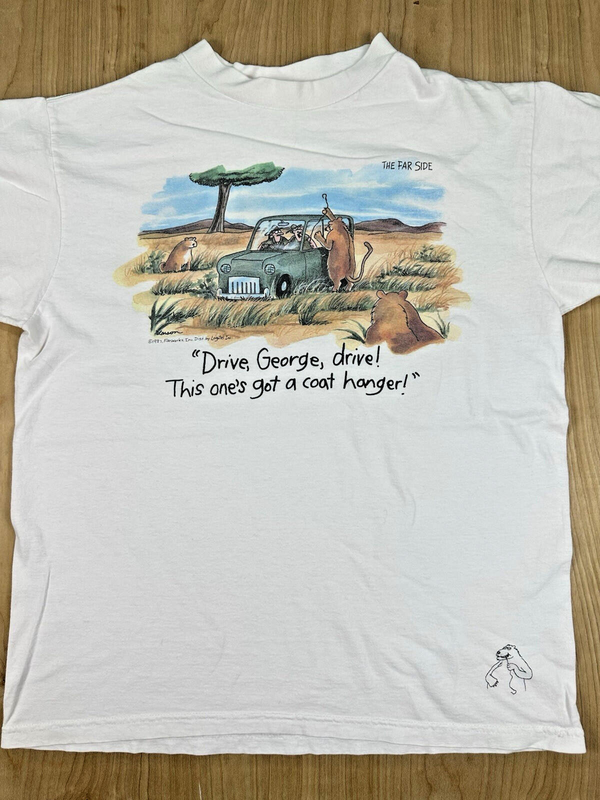 vintage 80's THE FAR SIDE t shirt Gary Larson LARGE comic COTTON
