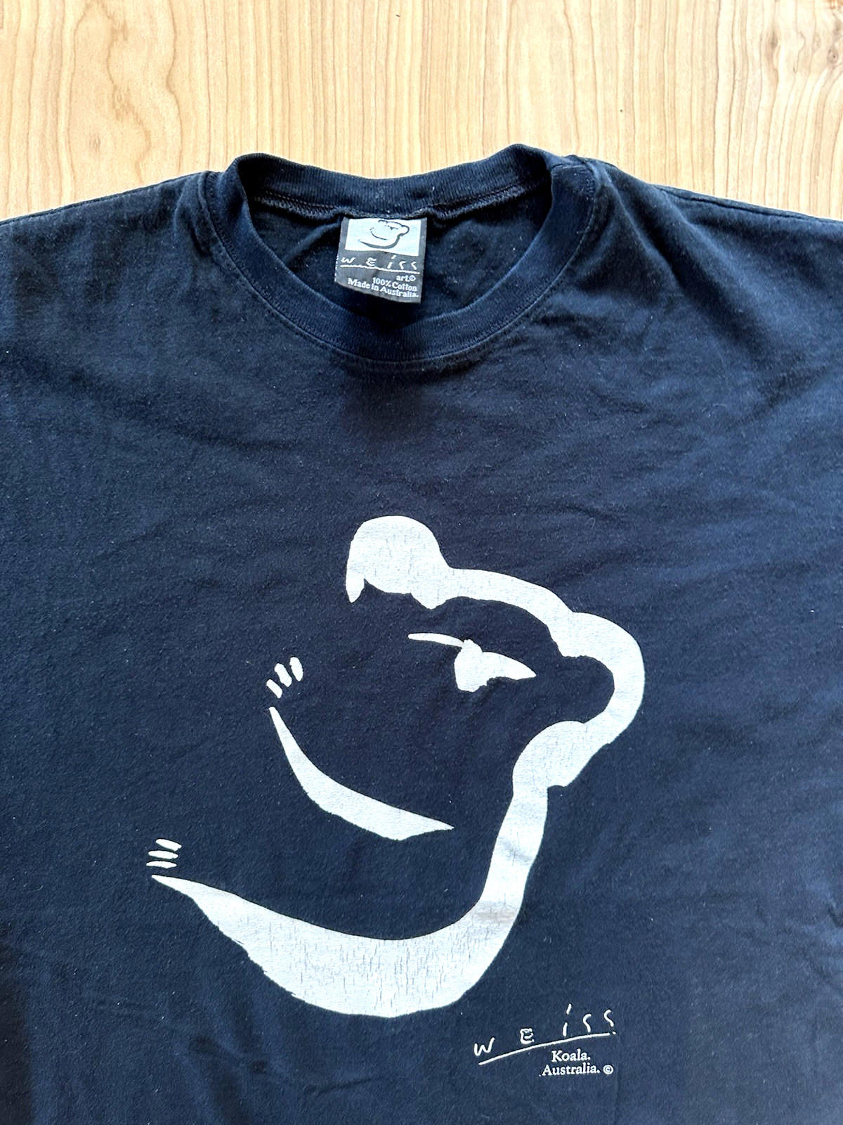 vintage 90's WEISS KOALA australia art T SHIRT cotton BLACK large