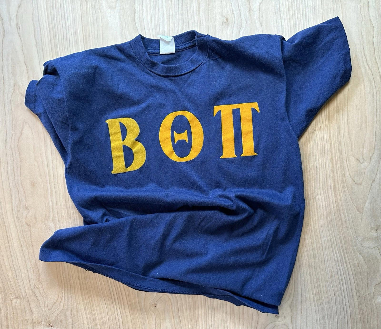 vintage sportswear single stitch 1980's fraternity T SHIRT college navy blue
