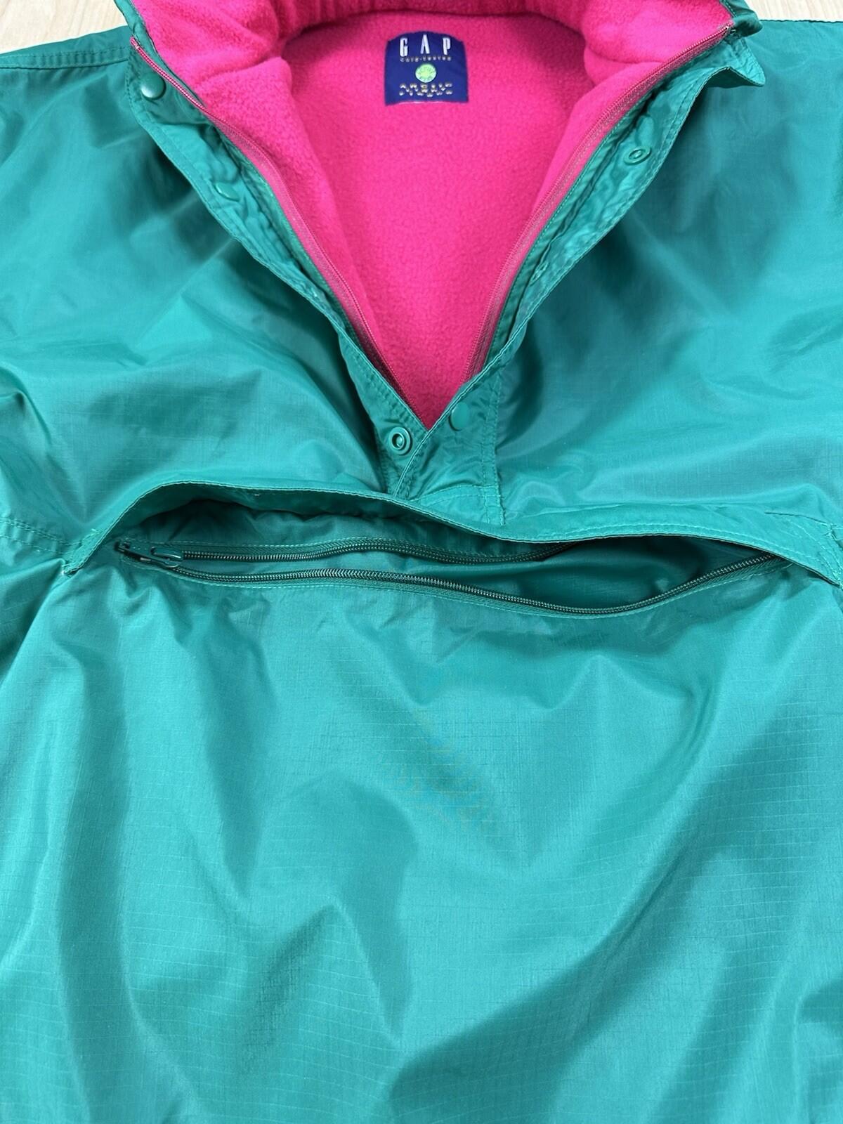 vintage 90's GAP anorak GREEN and PINK reversible ARCTIC LIGHT FLEECE large