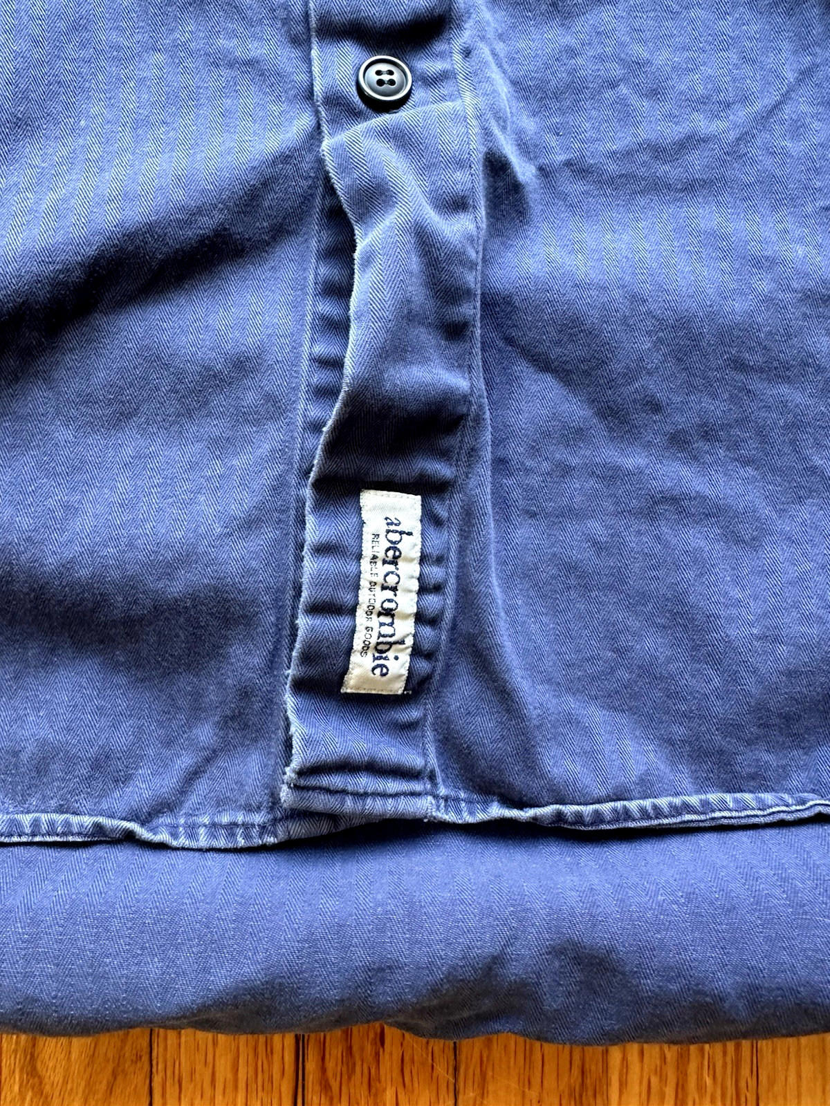 vintage 90's Abercrombie & fitch WORK SHIRT XL blue herringbone COTTON rare NICE