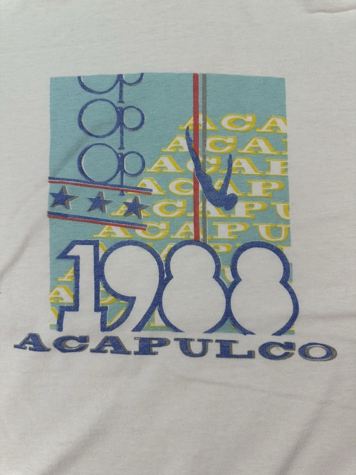 vintage 80's OP ocean pacific T SHIRT 1988 ACAPULCO white SIZE LARGE skater SURF