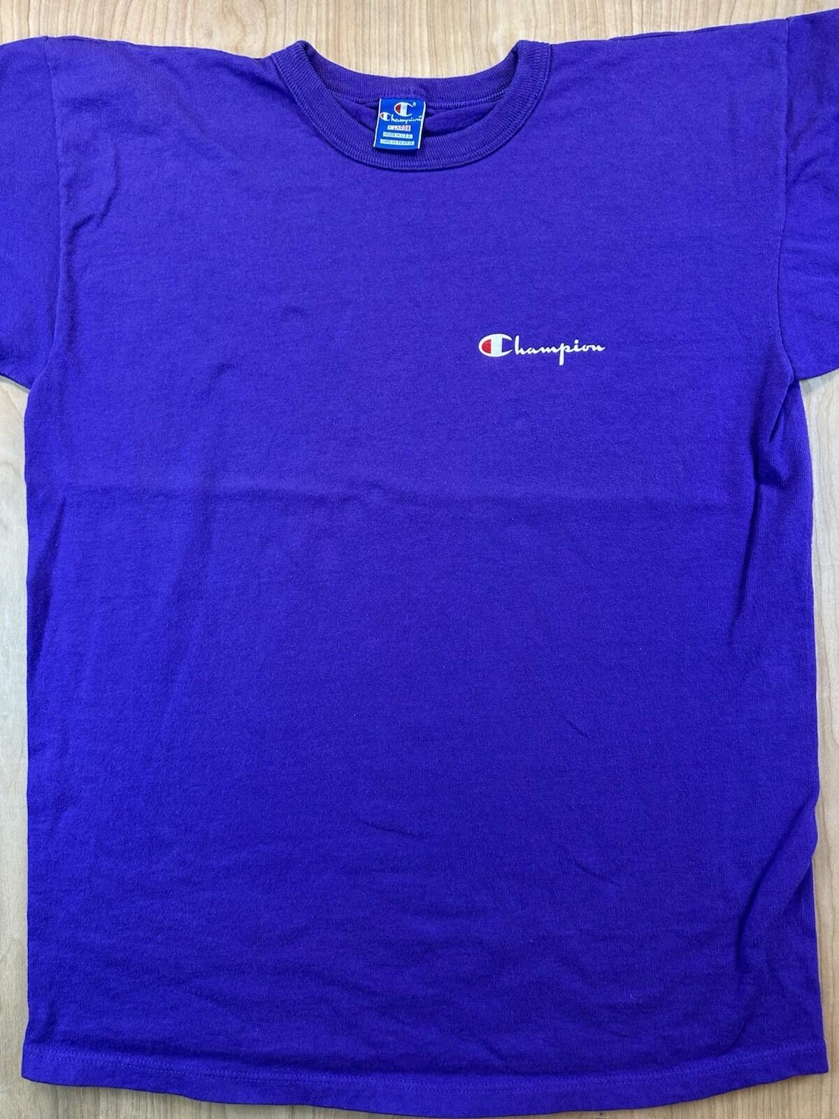 vintage 80's CHAMPION logo T SHIRT purple ALL COTTON made in USA xtra large