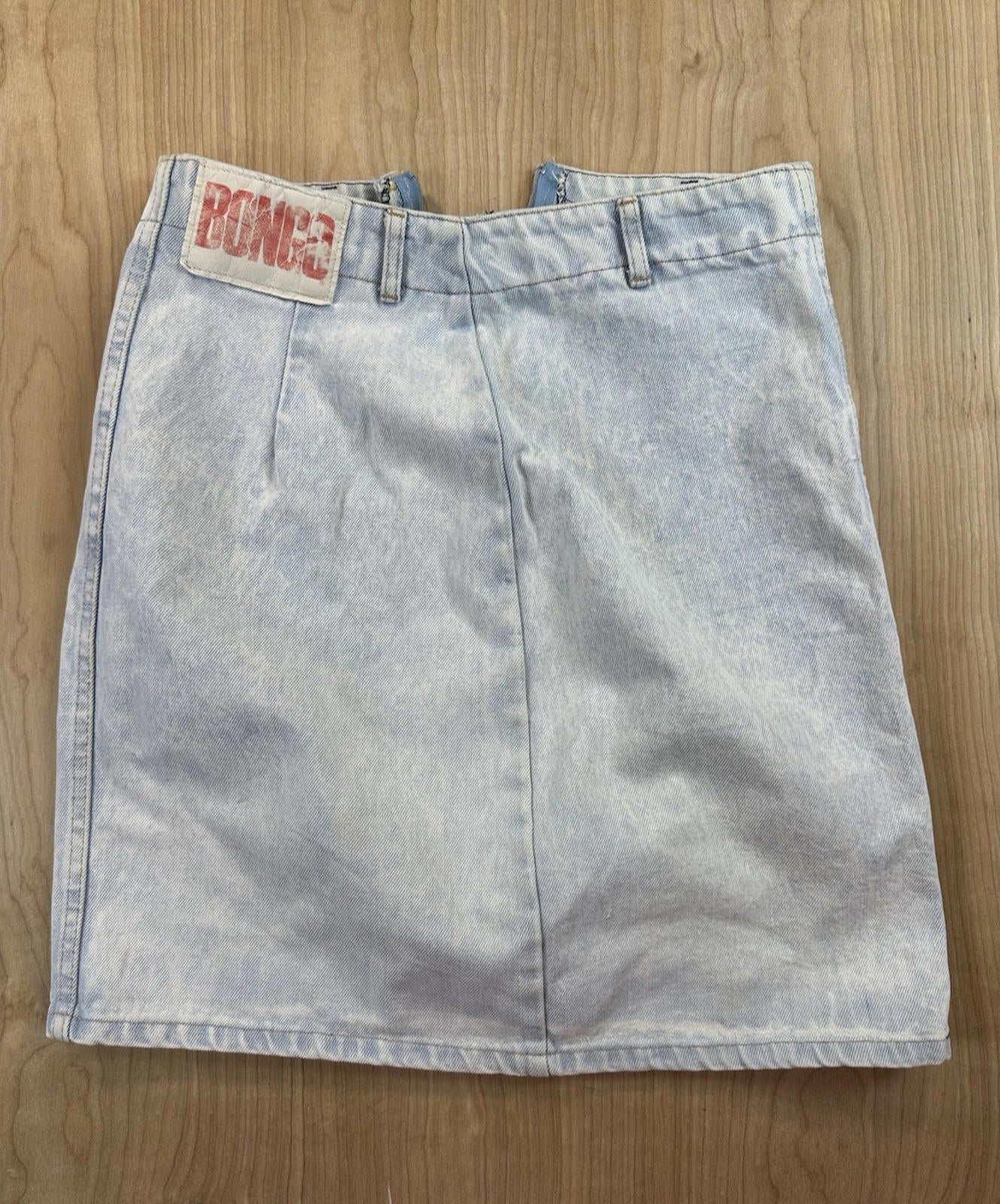 vintage 80's BONGO JEANS denim skirt SIZE 11 made in USA acid wash NEW WAVE prep