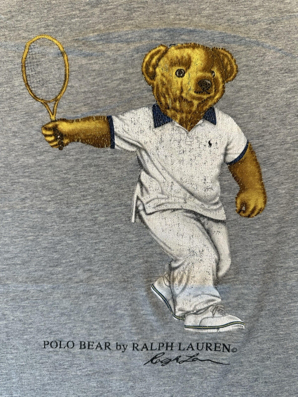 vintage 90's POLO TEADY BEAR tennis T SHIRT xtra large RALPH LAUREN