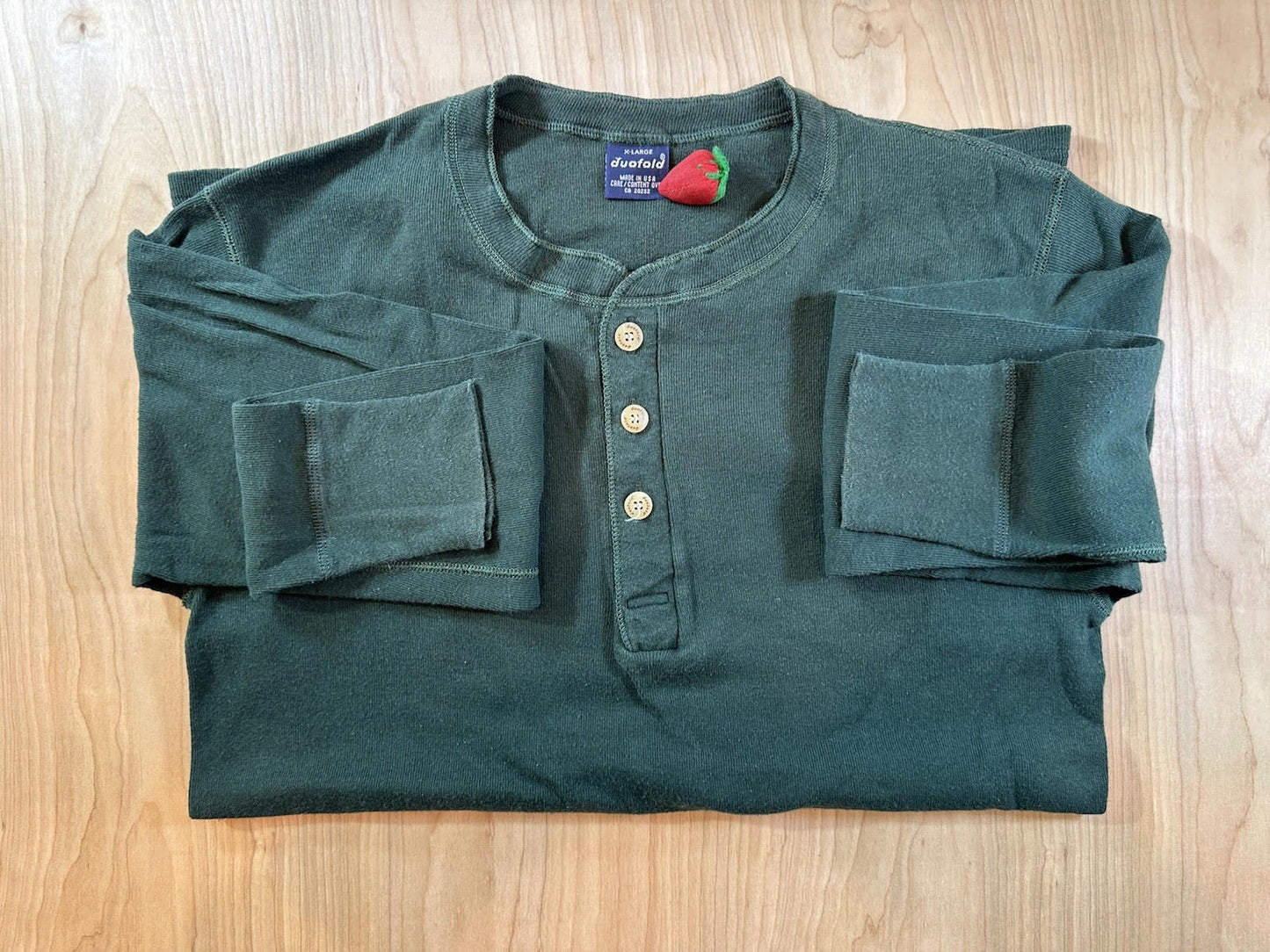 vintage 70's Duofold henly collar Thermal green Made In Usa xtra large Gorp