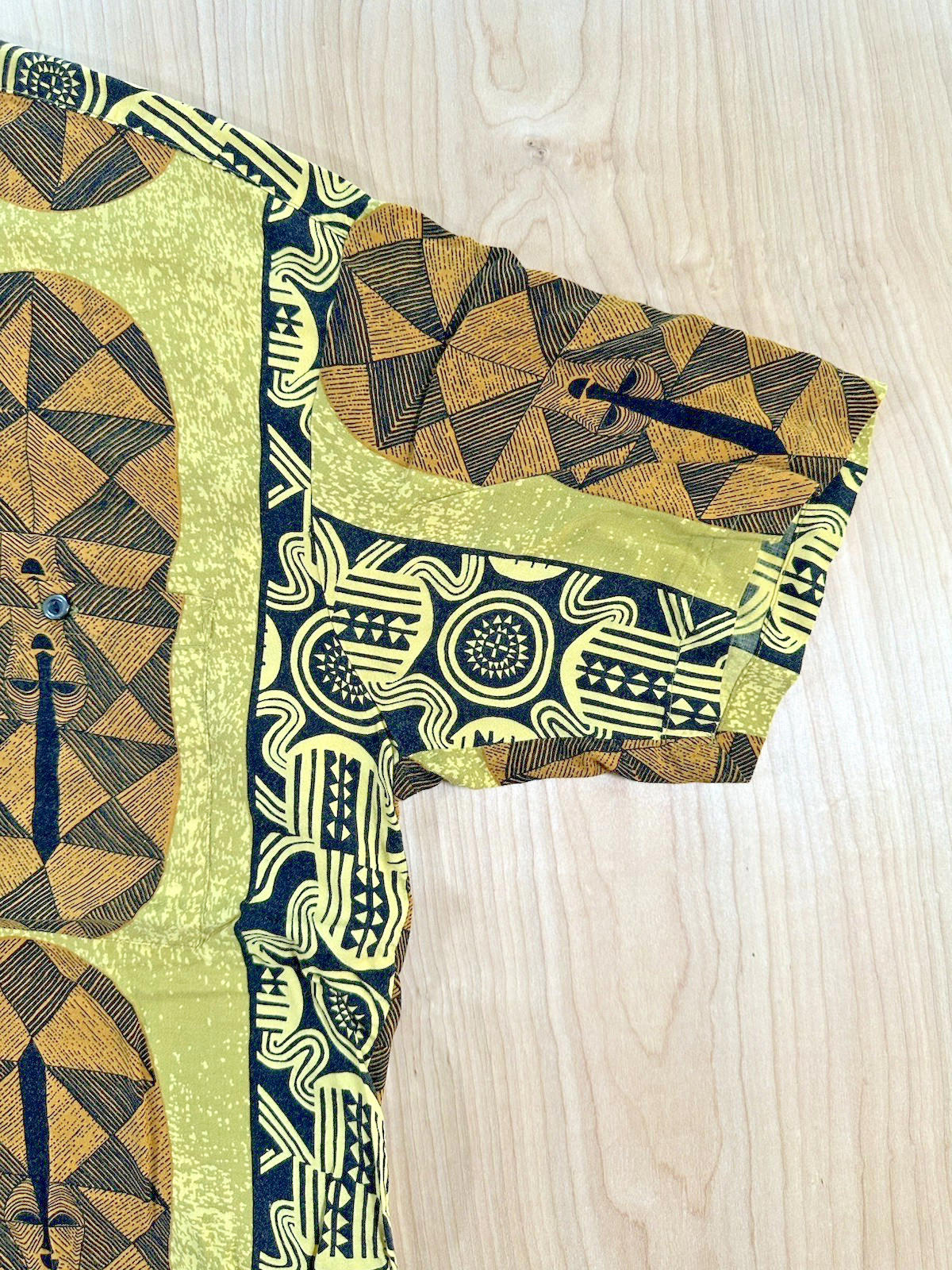 vintage TIKI SHIRT button up HAWAIIAN exotica MEDIUM natural issue by FELDINI