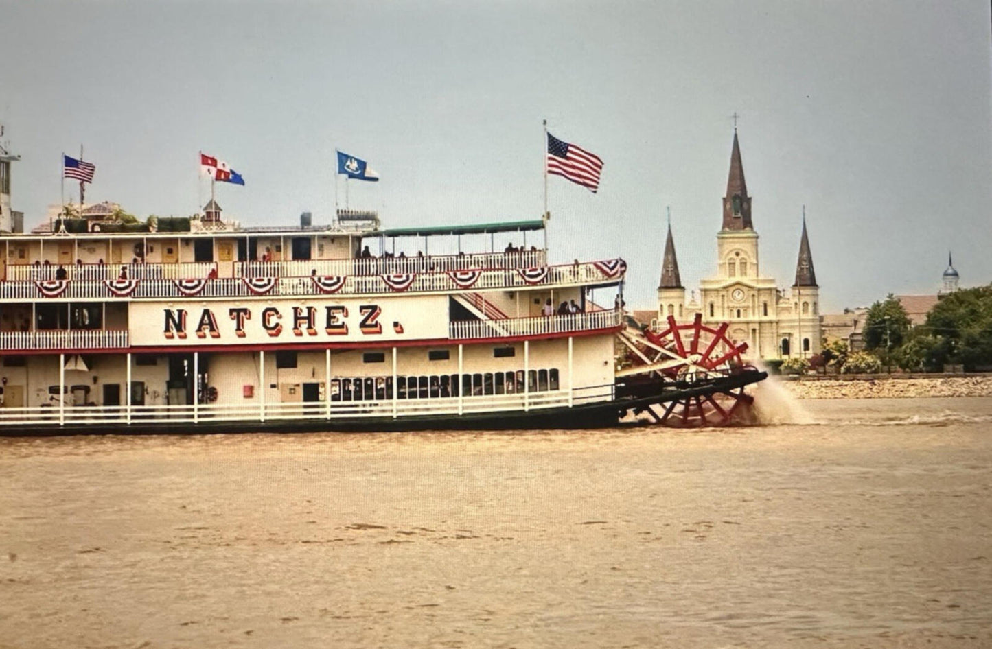 vintage 70's STEAMBOAT shirt NEW ORLEANS natchez LARGE pocket 2 sided RARE