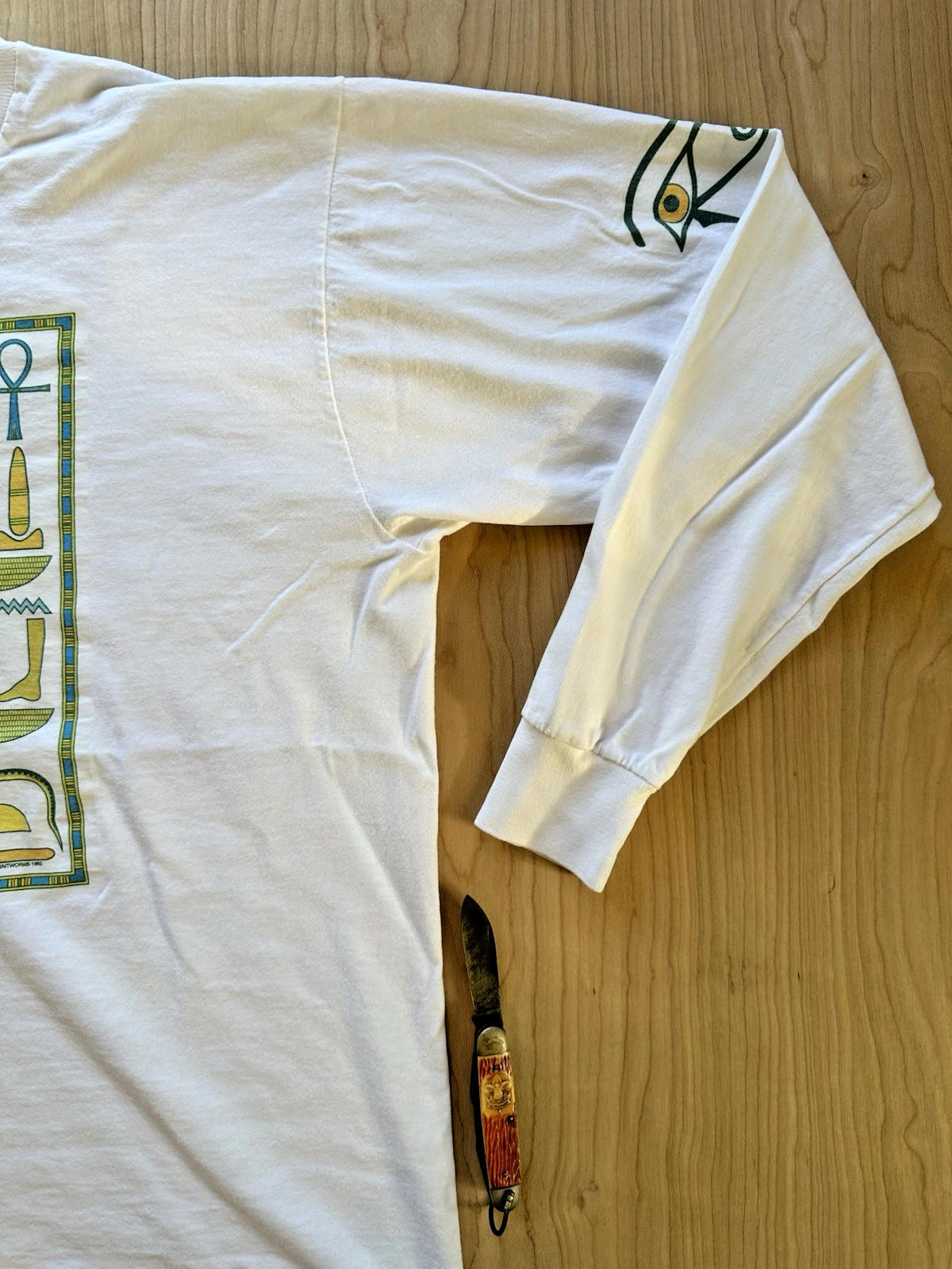 vintage 1992 PYRAMID PRINTWORKS longsleeve T SHIRT single stitich hyrogliphics