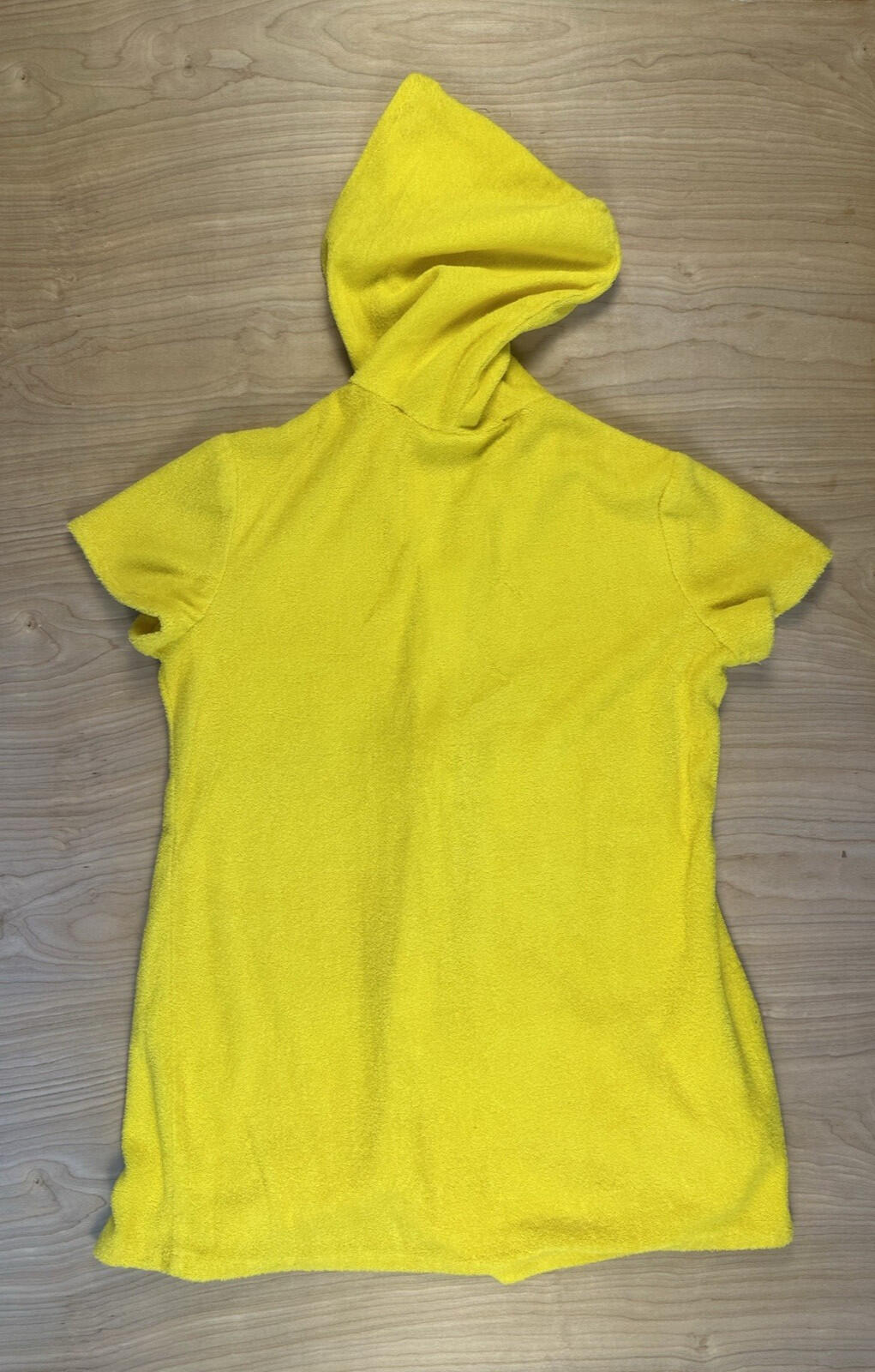 vintage 80's JC PENNY california YELLOW TERRY CLOTH BEACH COVERUP large HOOD