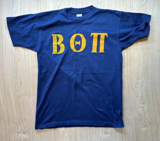 vintage sportswear single stitch 1980's fraternity T SHIRT college navy blue