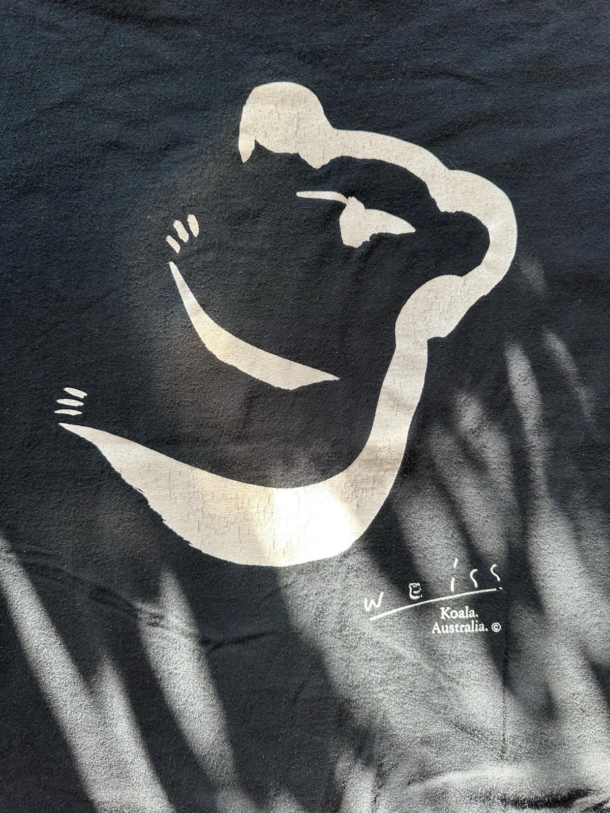 vintage 90's WEISS KOALA australia art T SHIRT cotton BLACK large