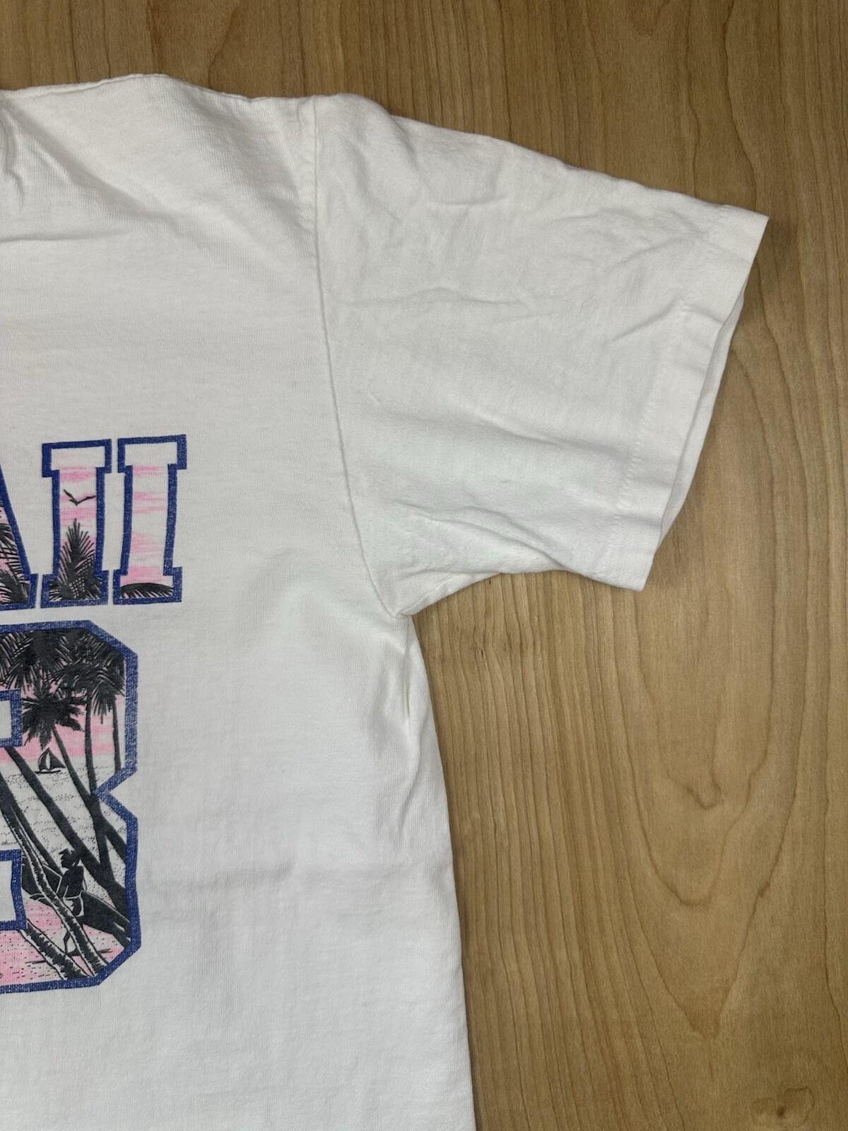 vintage 1988 HAWAII surfing T SHIRT tourist BEACH WARE skateboarding SMALL white