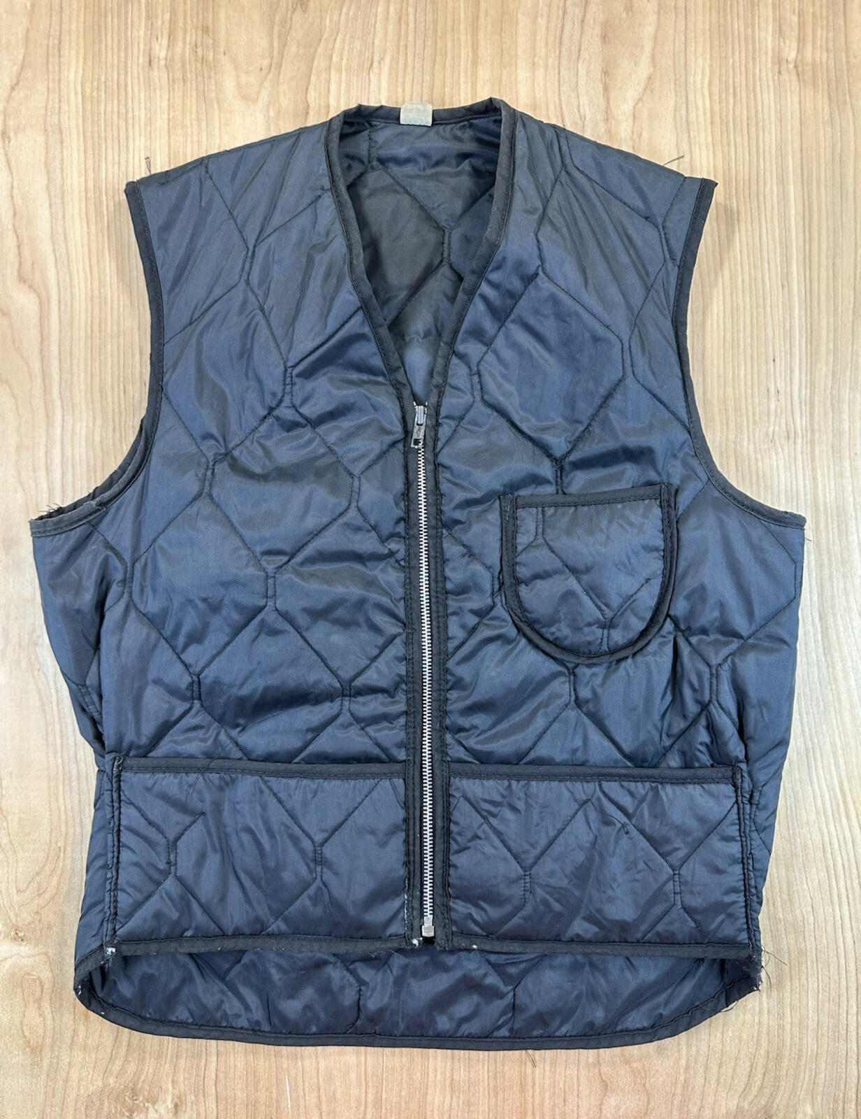 vintage 70's WORK WEAR quilted ZIP UP VEST three pockets MADE IN USA medium