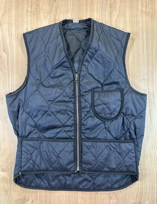vintage 70's WORK WEAR quilted ZIP UP VEST three pockets MADE IN USA medium