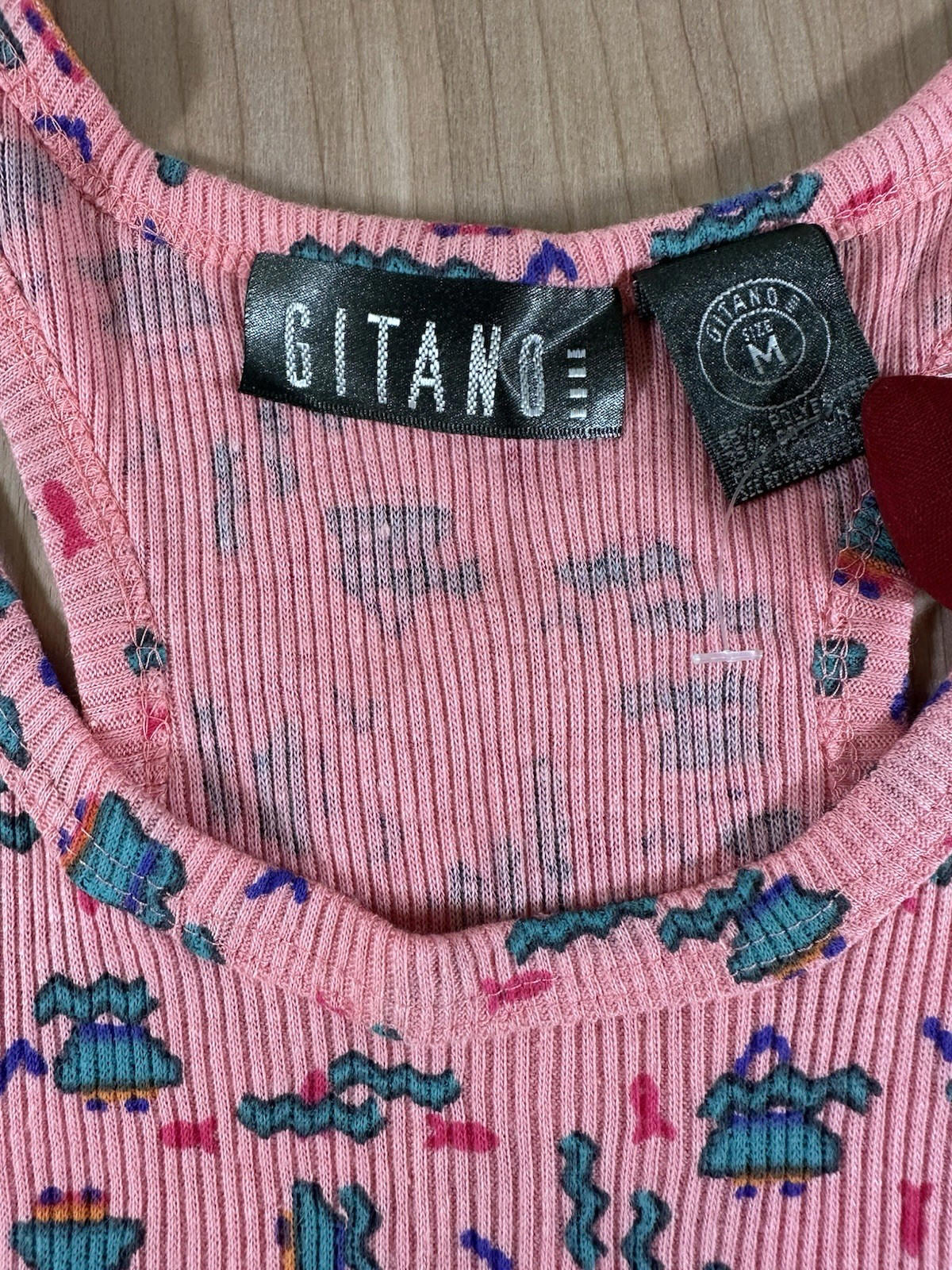 vintage 1987 GITANO printed TANK TOP deadstock WITH TAGS medium NEW WAVE punky