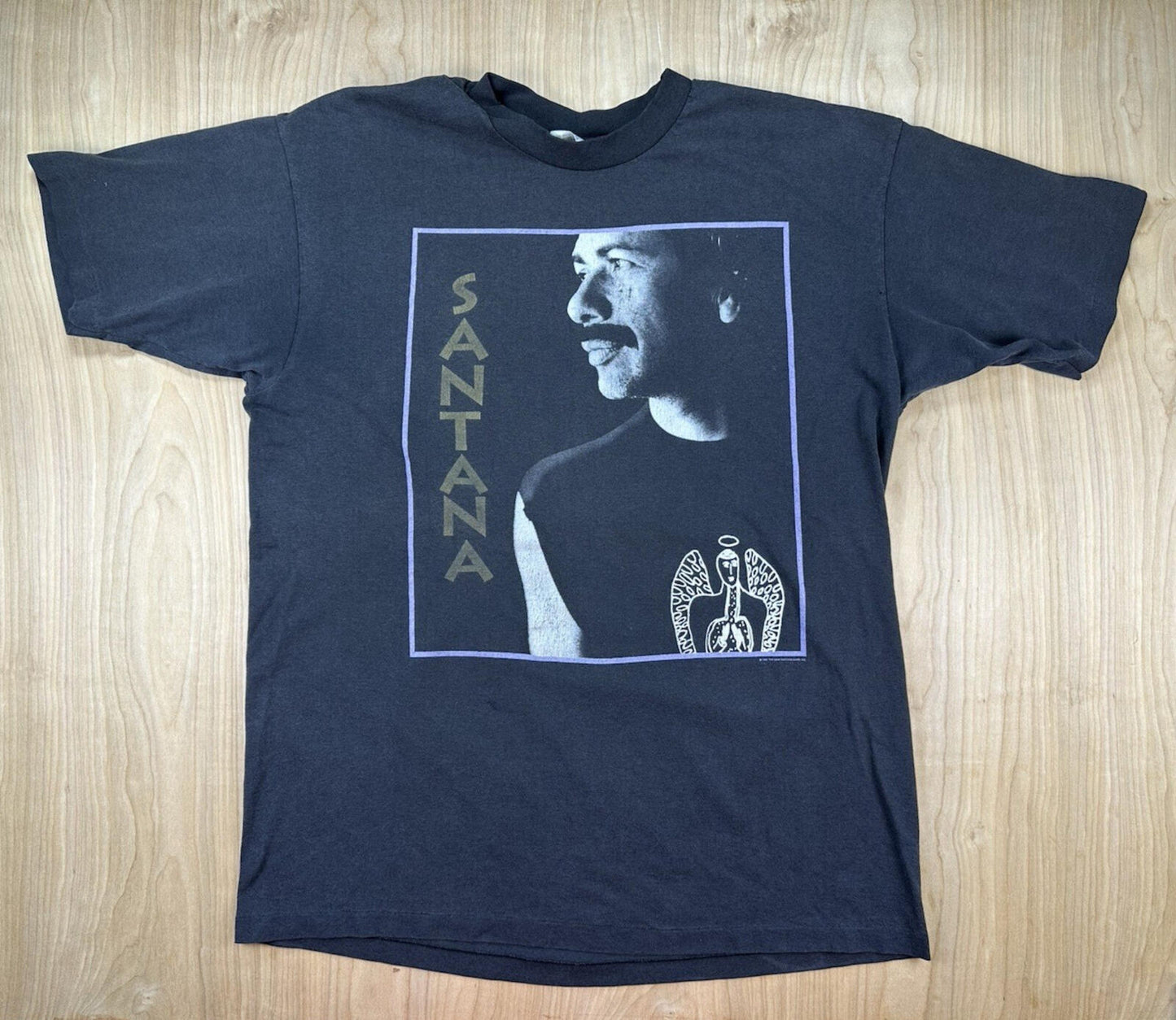 vintage 90's SANTANA TOUR 1990 t shirt BLACK extra large HANES 50/50
