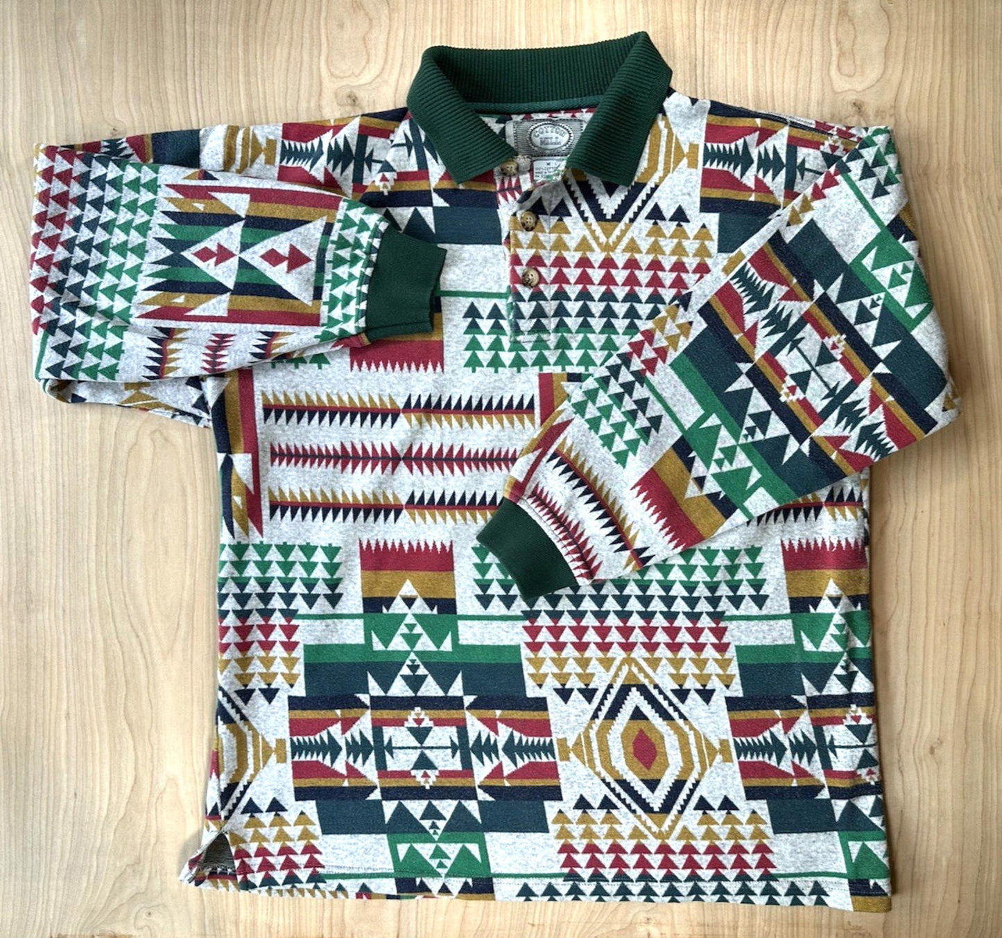 vintage 90's COTTON MILLS RUGBY southwestern NATIVE AMERICAN design AZTEC