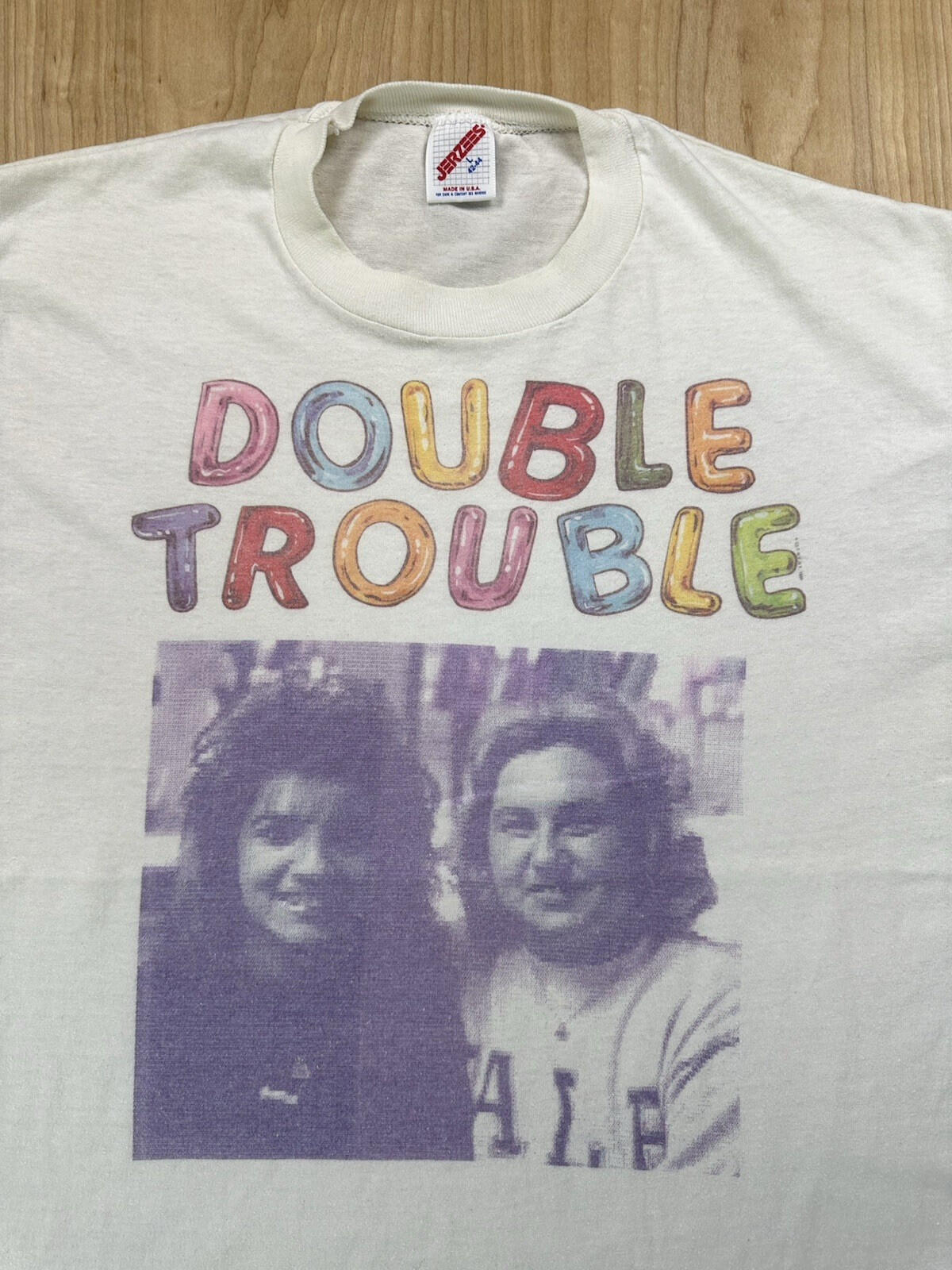 vintage 1980's DOUBLE TROUBLE computer printed graphics T SHIRT jerzees USA