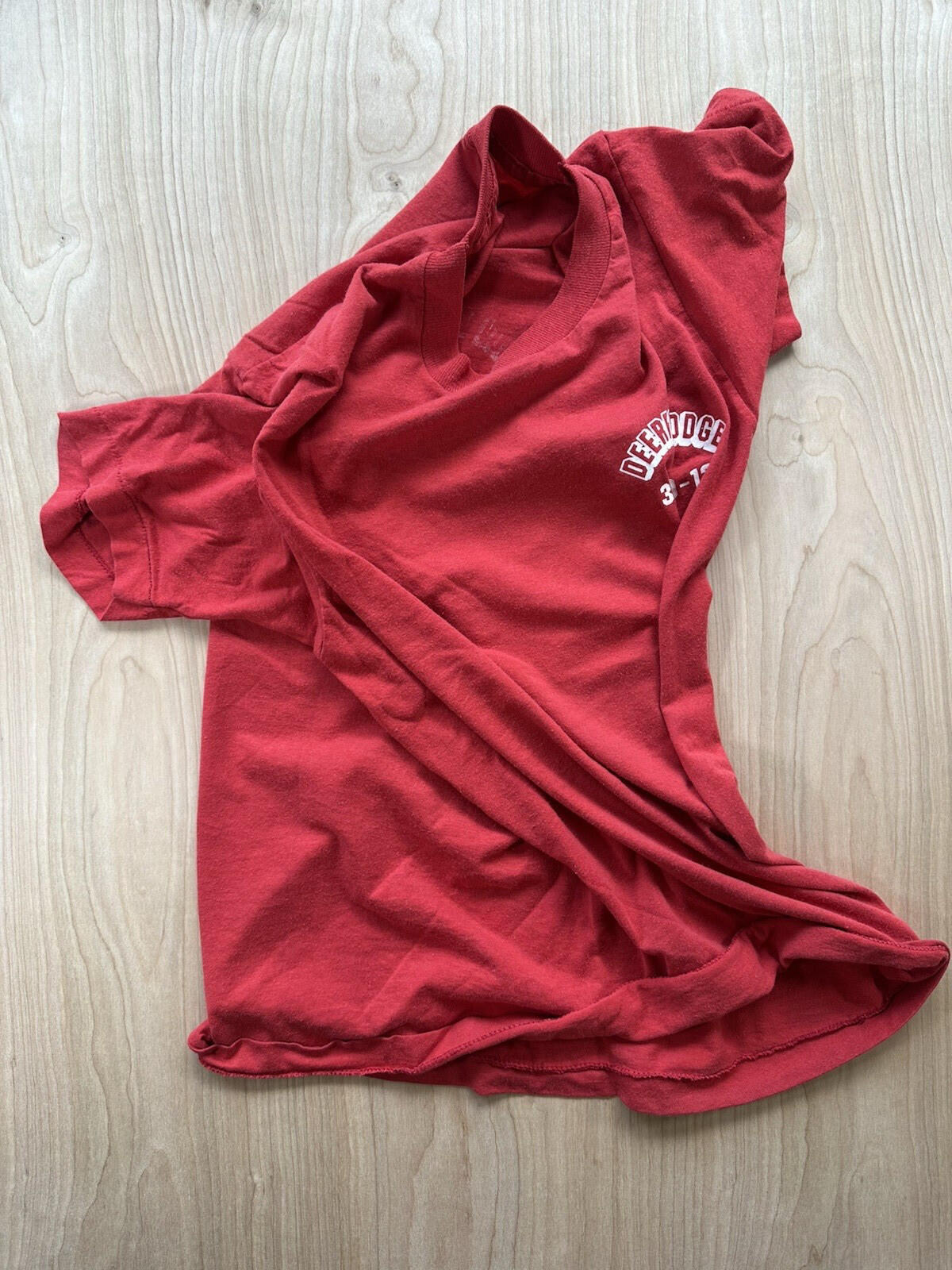 vintage 1980's CAMP T SHIRT screen stars DEERFOOT LODGE  3000-12 red shirt large