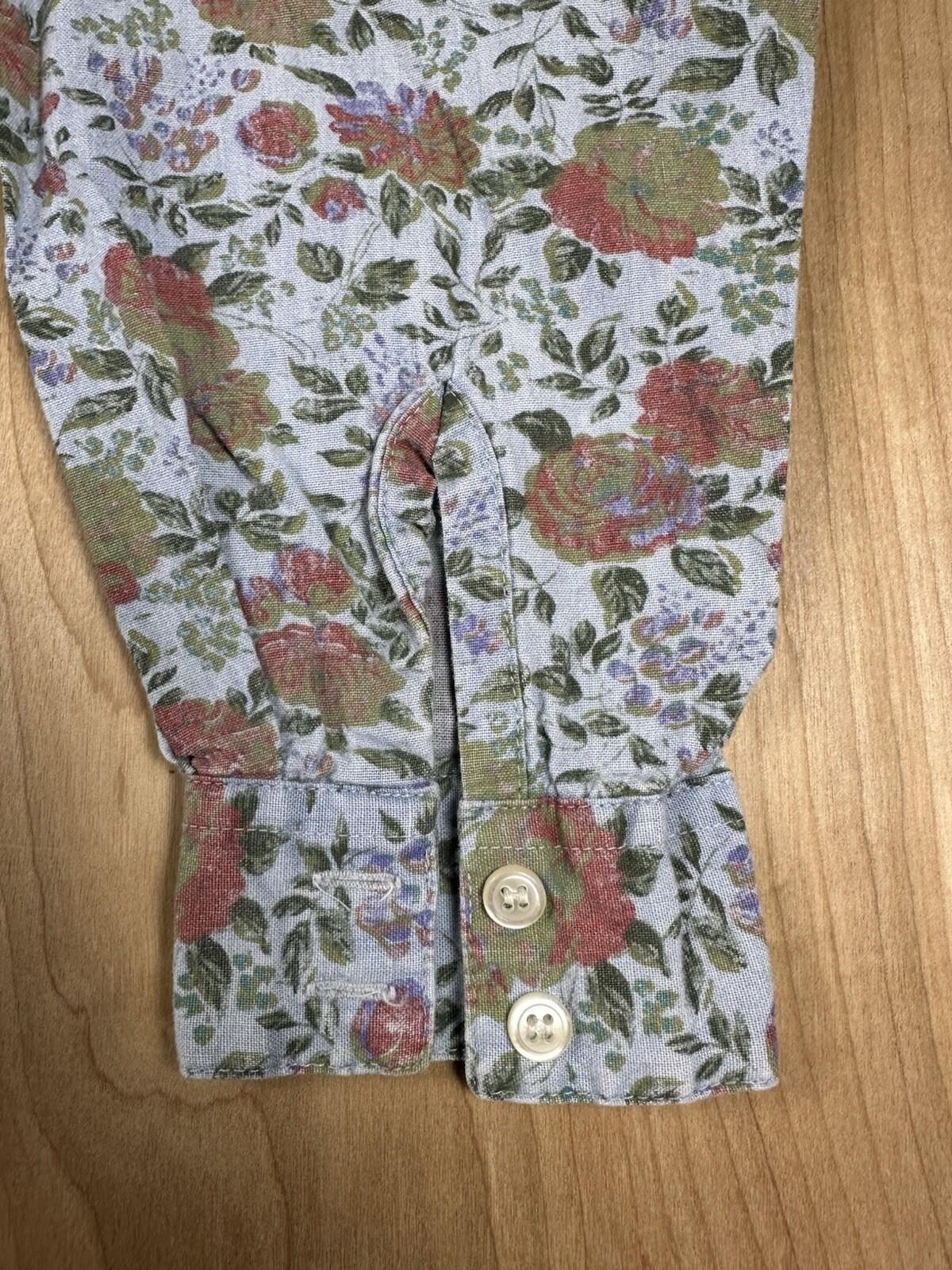 vintage 80's GAP floral blouse BUTTON DOWN cotton SMALL pocket PREPPY country