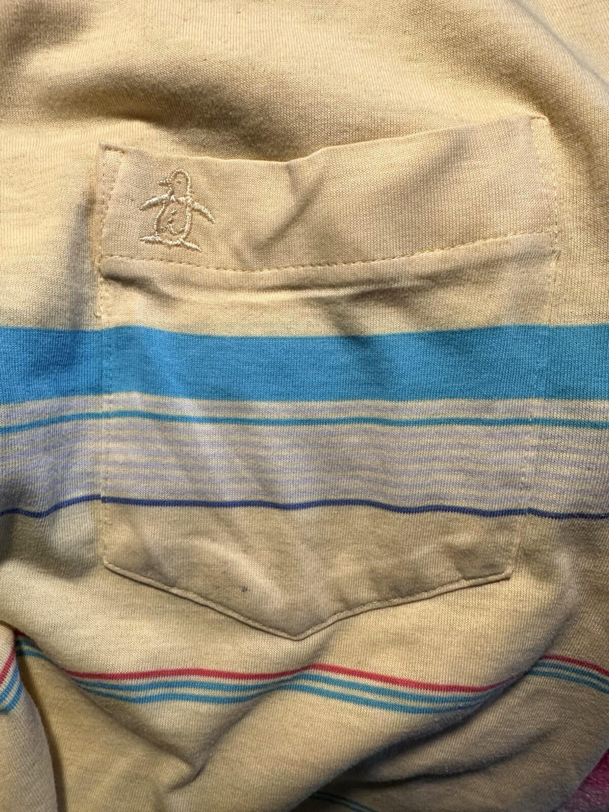 vintage PENGUINE munsingwear POLO pocket YELLOW striped prep golf indie rock