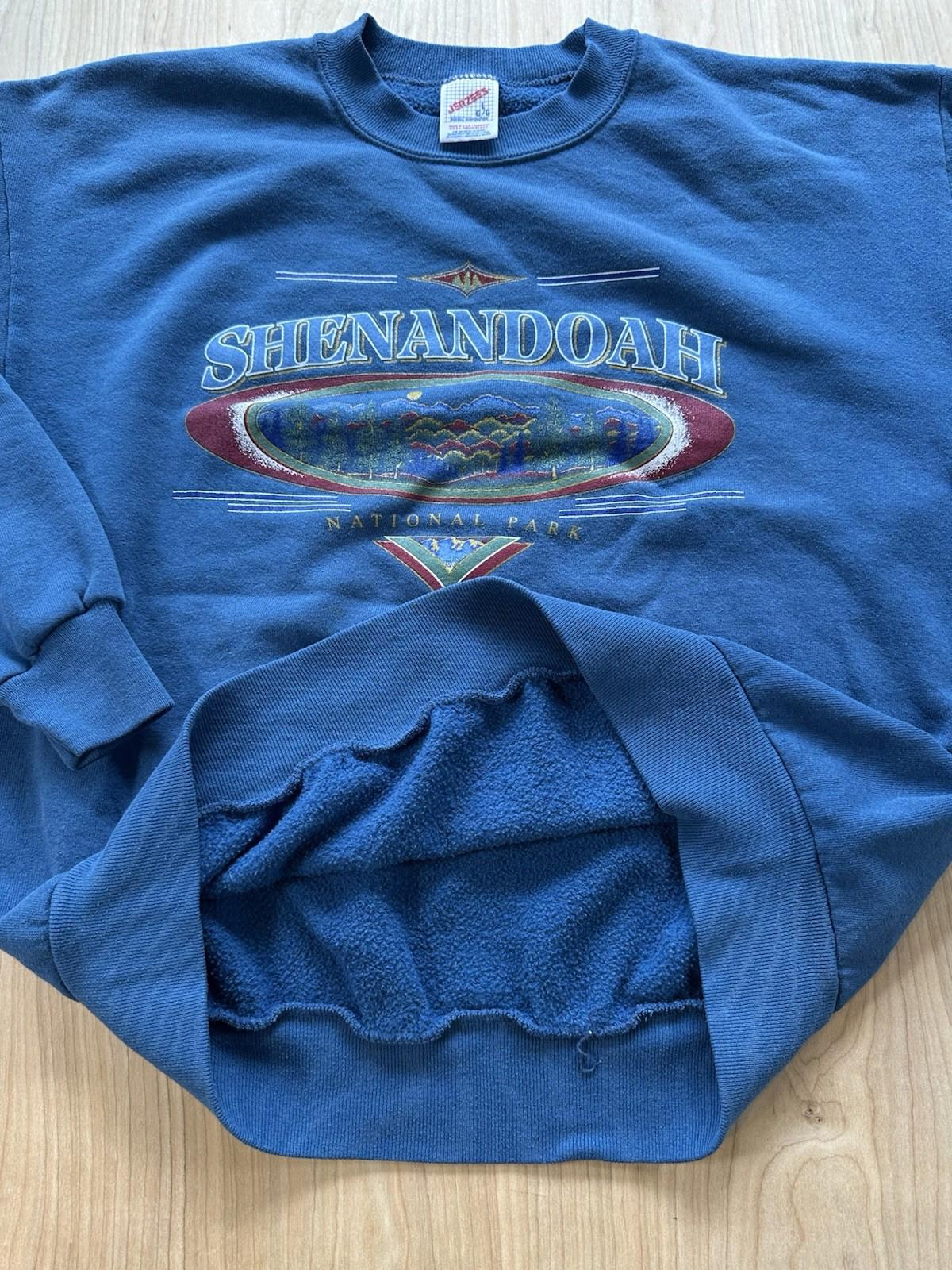 1980's vintage SHENANDOAH national park SWEATSHIRT blue TREES mountains USA nice