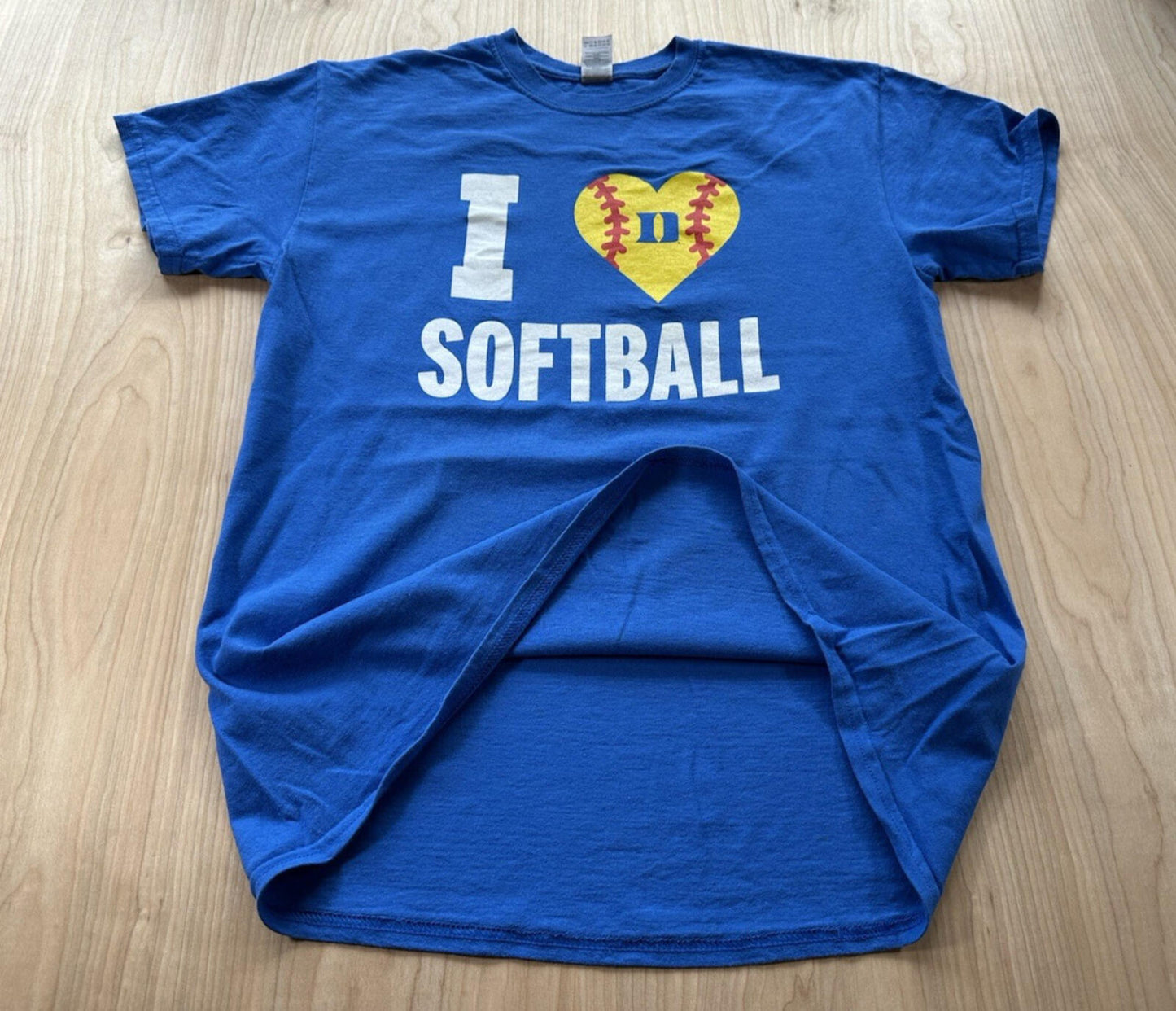vintage DUKE UNIVERSITY i love SOFTBALL t shirt MEDIUM blue COTTON