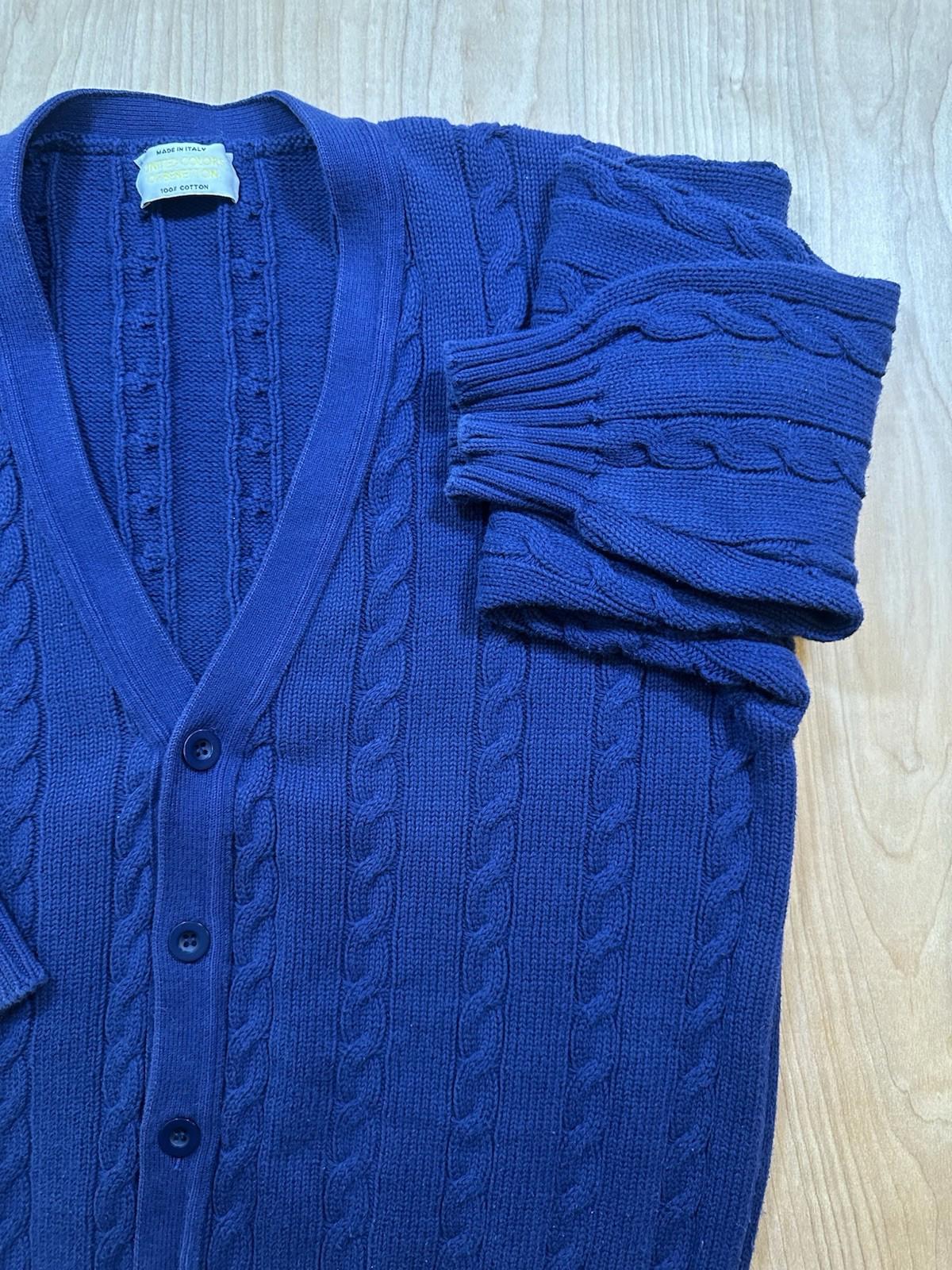 vintage 90's BENETTON cardigan STRANGER THINGS blue COTTON cable knit ITALY prep