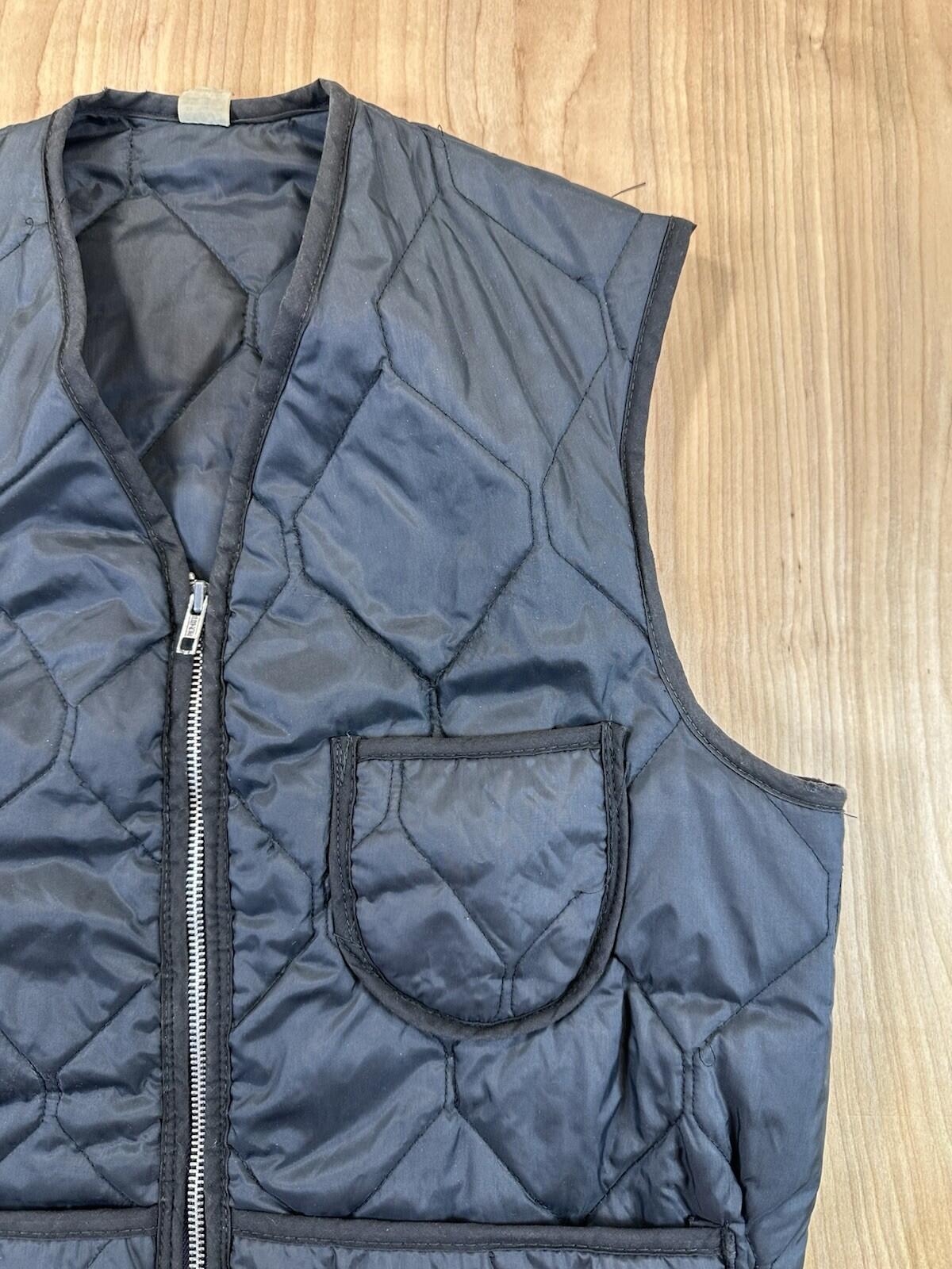 vintage 70's WORK WEAR quilted ZIP UP VEST three pockets MADE IN USA medium