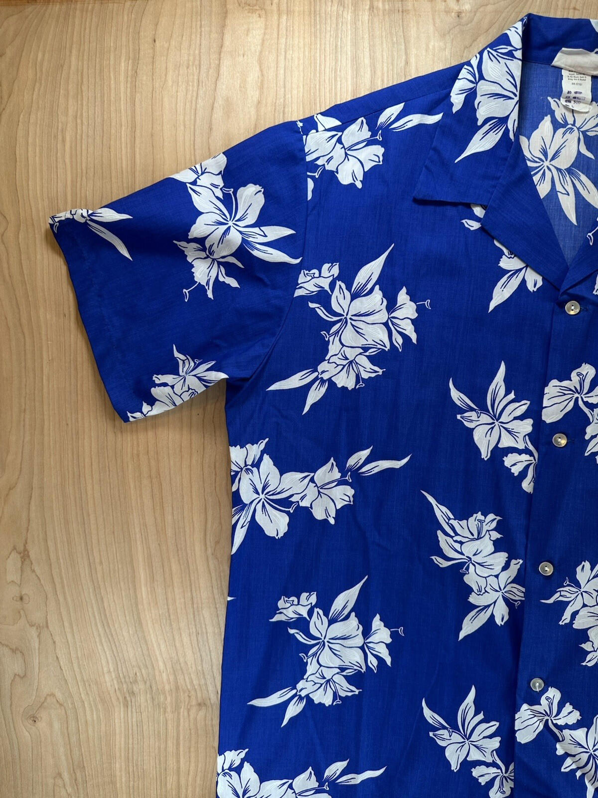 vintage 60's AIKANE HAWAIIN SHIRT Large UNWORN unwashed SUPER CRISP blue