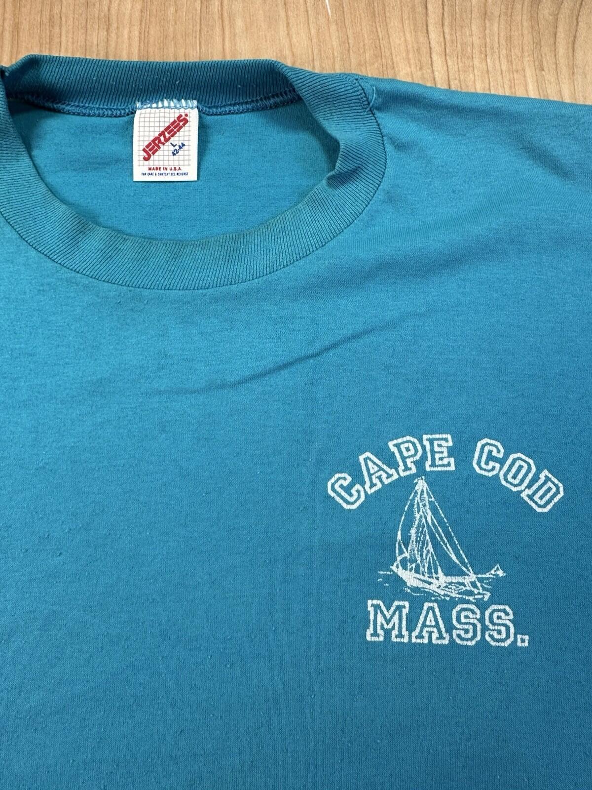 vintage 1987 CAPE COD MASS. t shirt SAILING sailboat PREPPY size LARGE teal