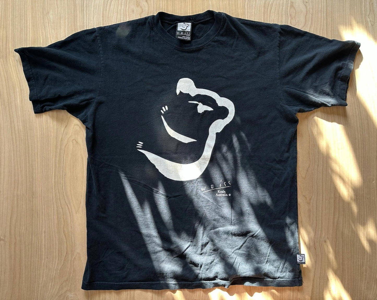 vintage 90's WEISS KOALA australia art T SHIRT cotton BLACK large