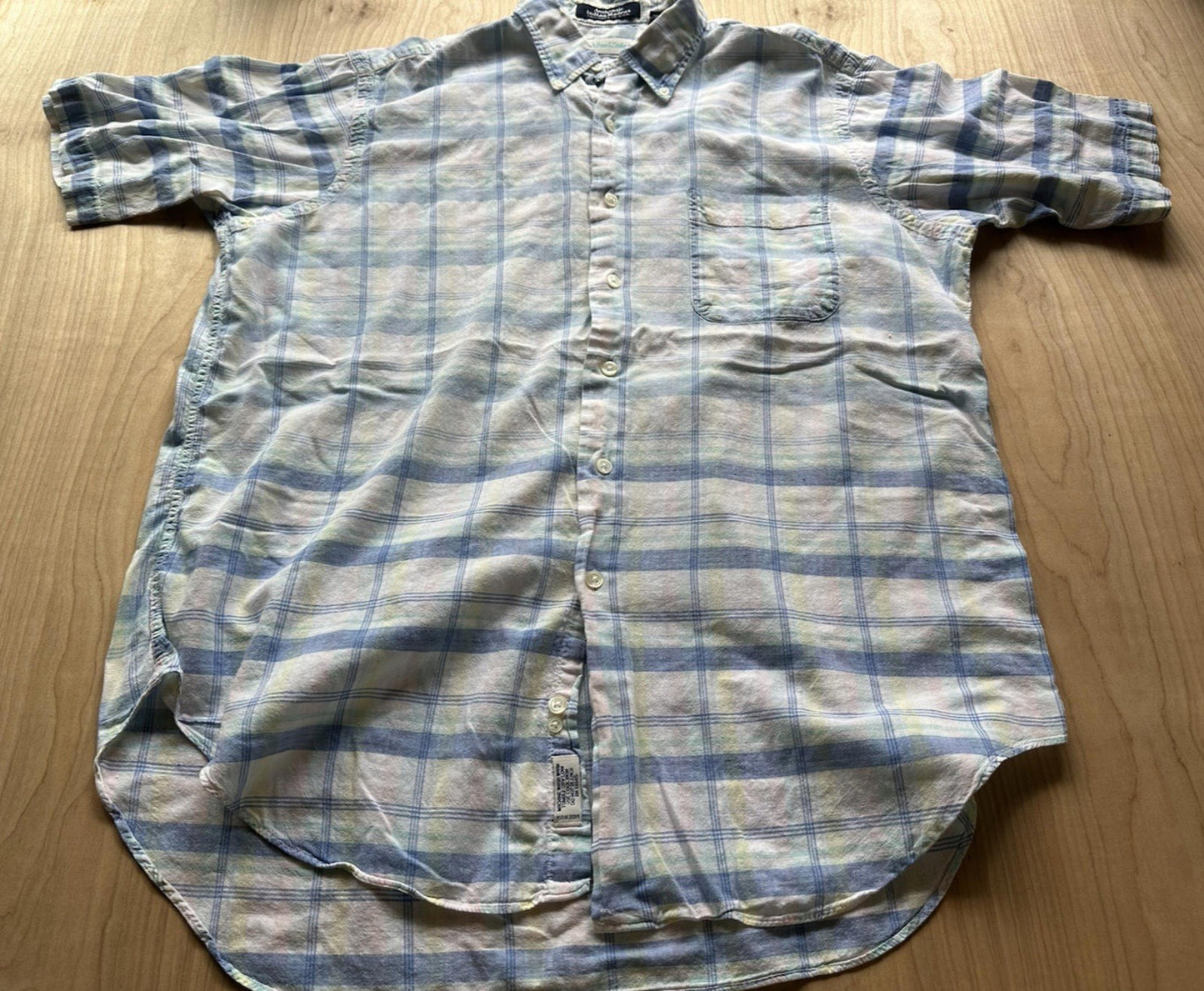 vintage 90's INDIAN MADRAS botton up SHORT SLEEVE large MARK FORE & STRIKE