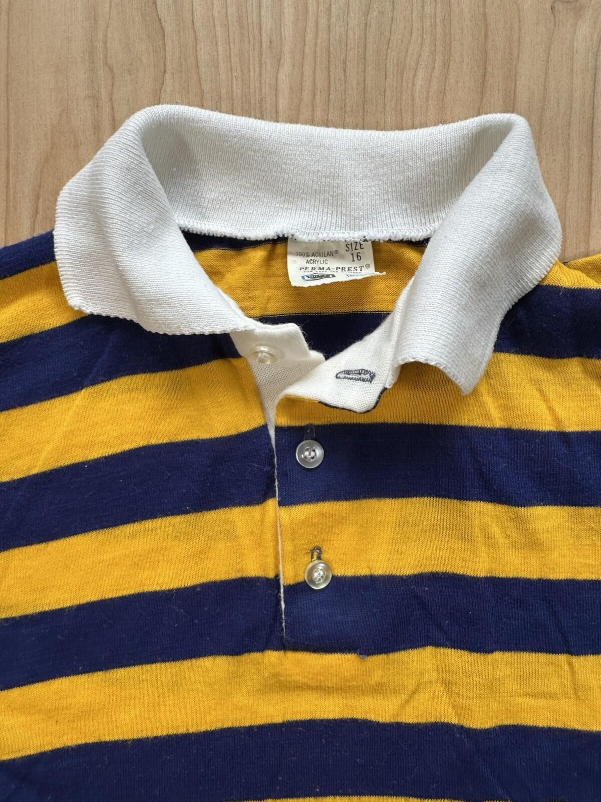 vintage 70's childrens RUGBY blue and yellow SEARS boys PERMA-PREST preppy