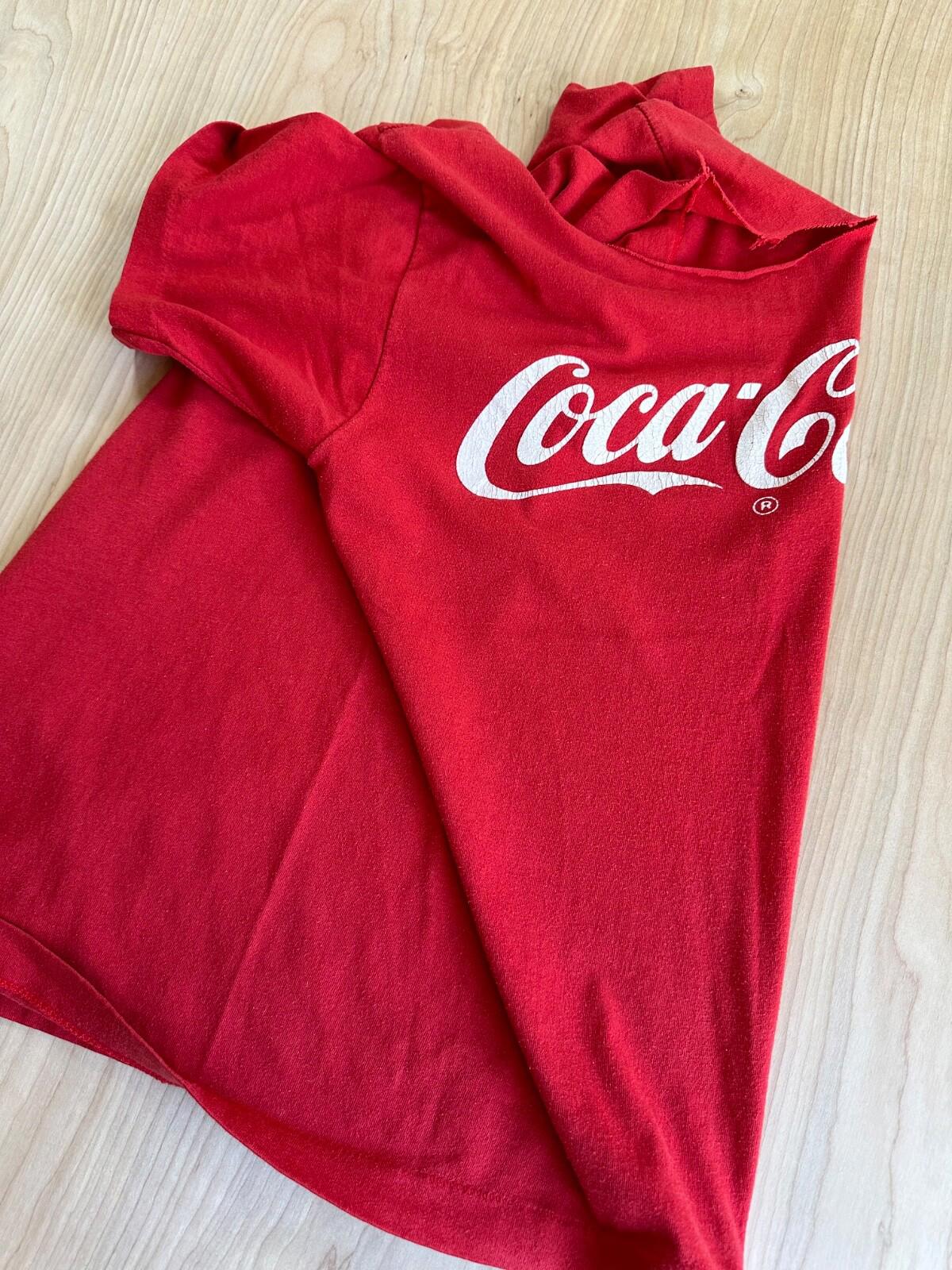 coca cola single stitch vintage distressed small red t shirt 1980's