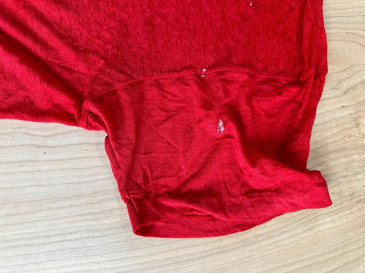 Vintage 80’s T Shirt Red Shredded Paint Splat Worn Marines Thin Faded Ramones