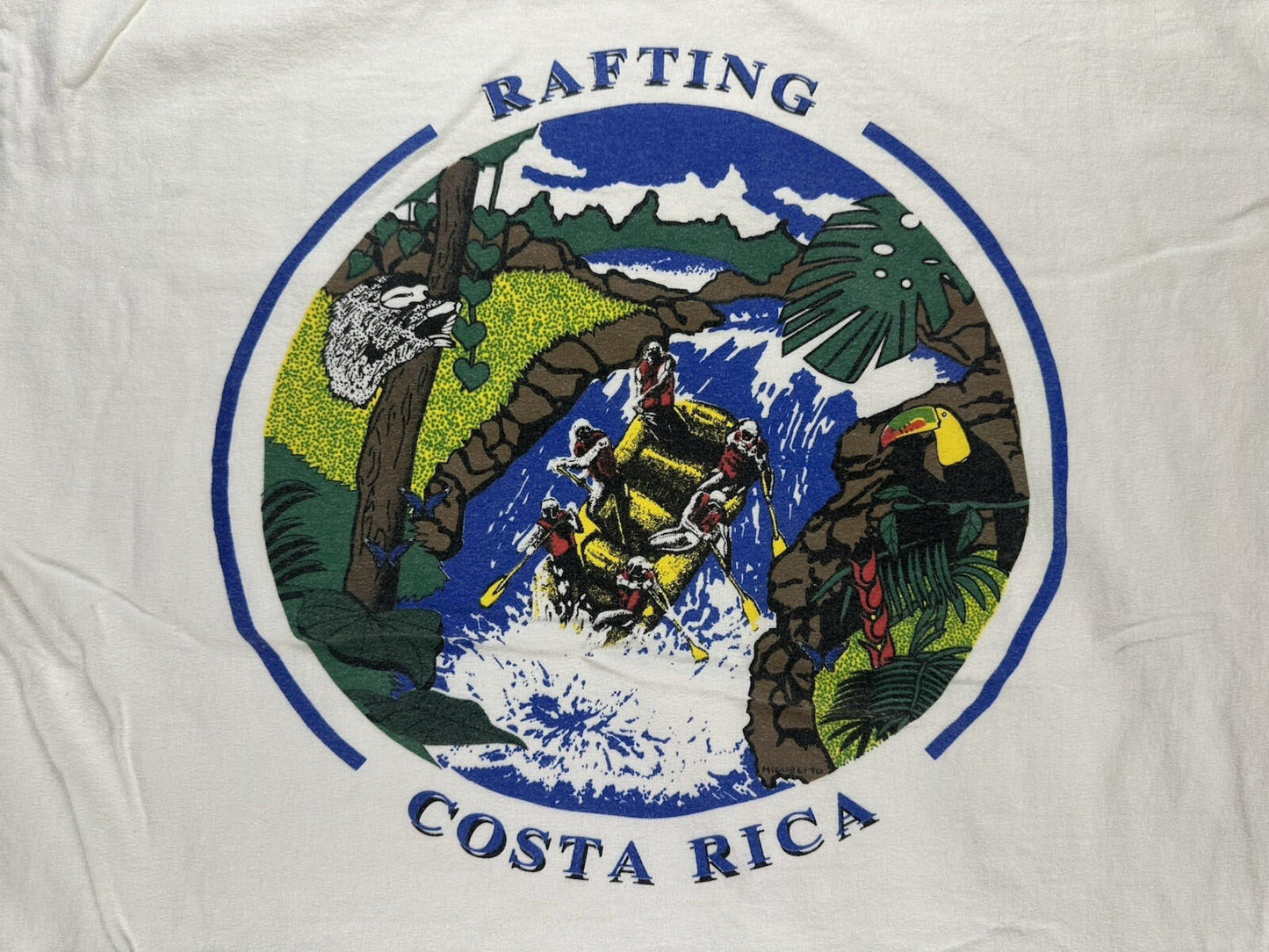 vintage 90's COSTA RICA whitewater RAFTING t shirt AMAZING PRINT tourist LARGE