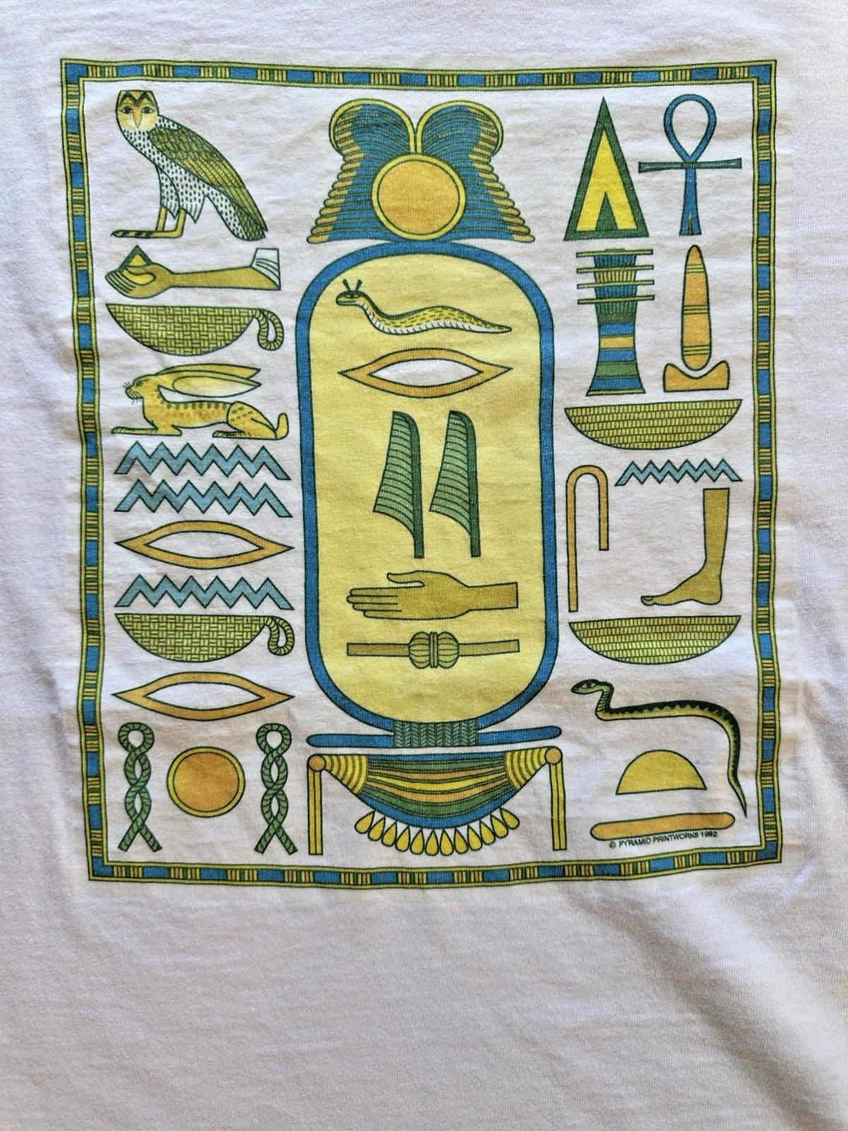 vintage 1992 PYRAMID PRINTWORKS longsleeve T SHIRT single stitich hyrogliphics