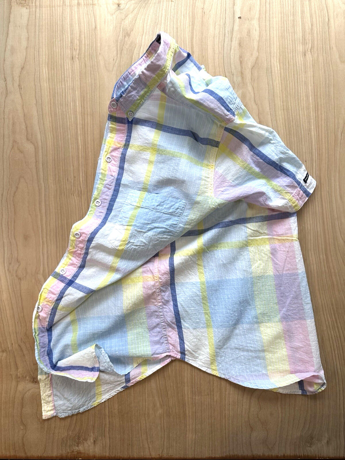 vintage 80's-90's SUMMER PLAID button up SHORT SLEEVE collar MADRAS preppy