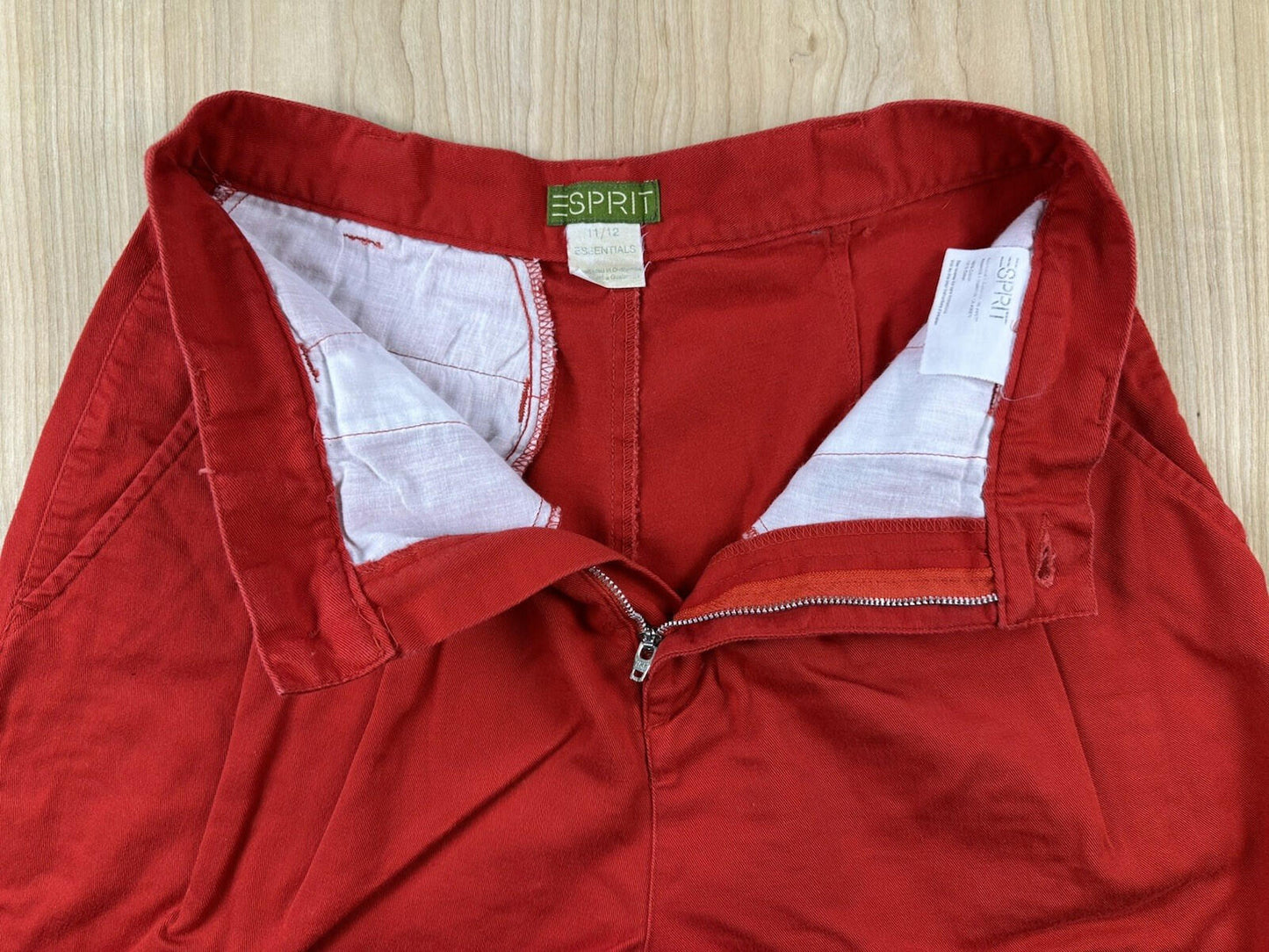 vintage 80's ESPRIT red pleated SHORTS all COTTON size 11/12 preppy NEW WAVE