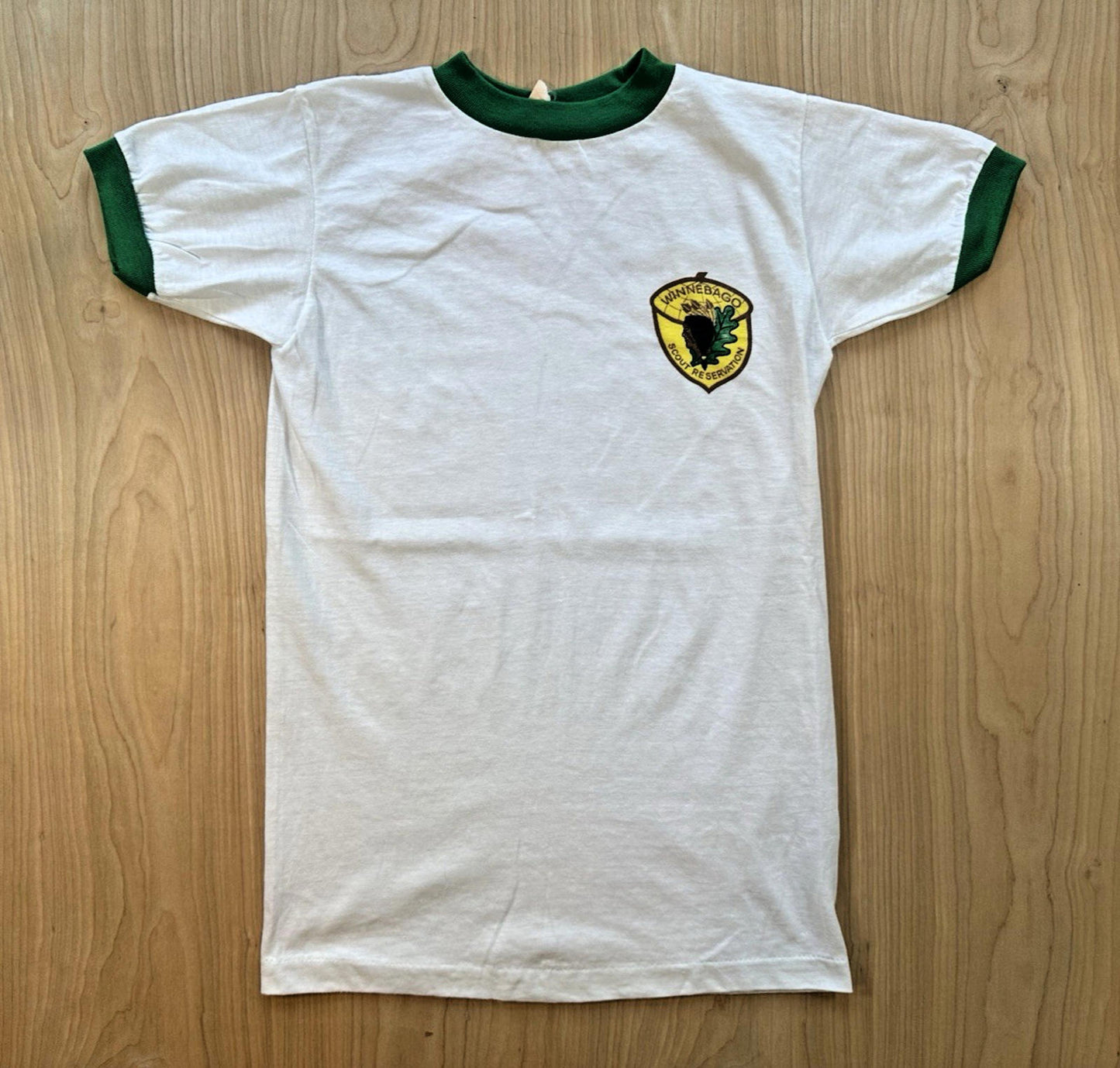 vintage 70's WINNEBAGO SCOUT RESERVATION camp ringer T SHIRT clean SMALL
