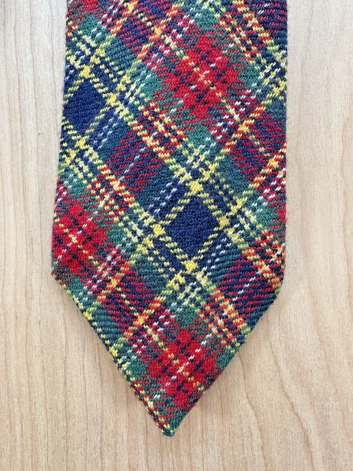 vintage 1980 plaid wool tie BEAUTIFUL rumson roulette hand made preppy classic